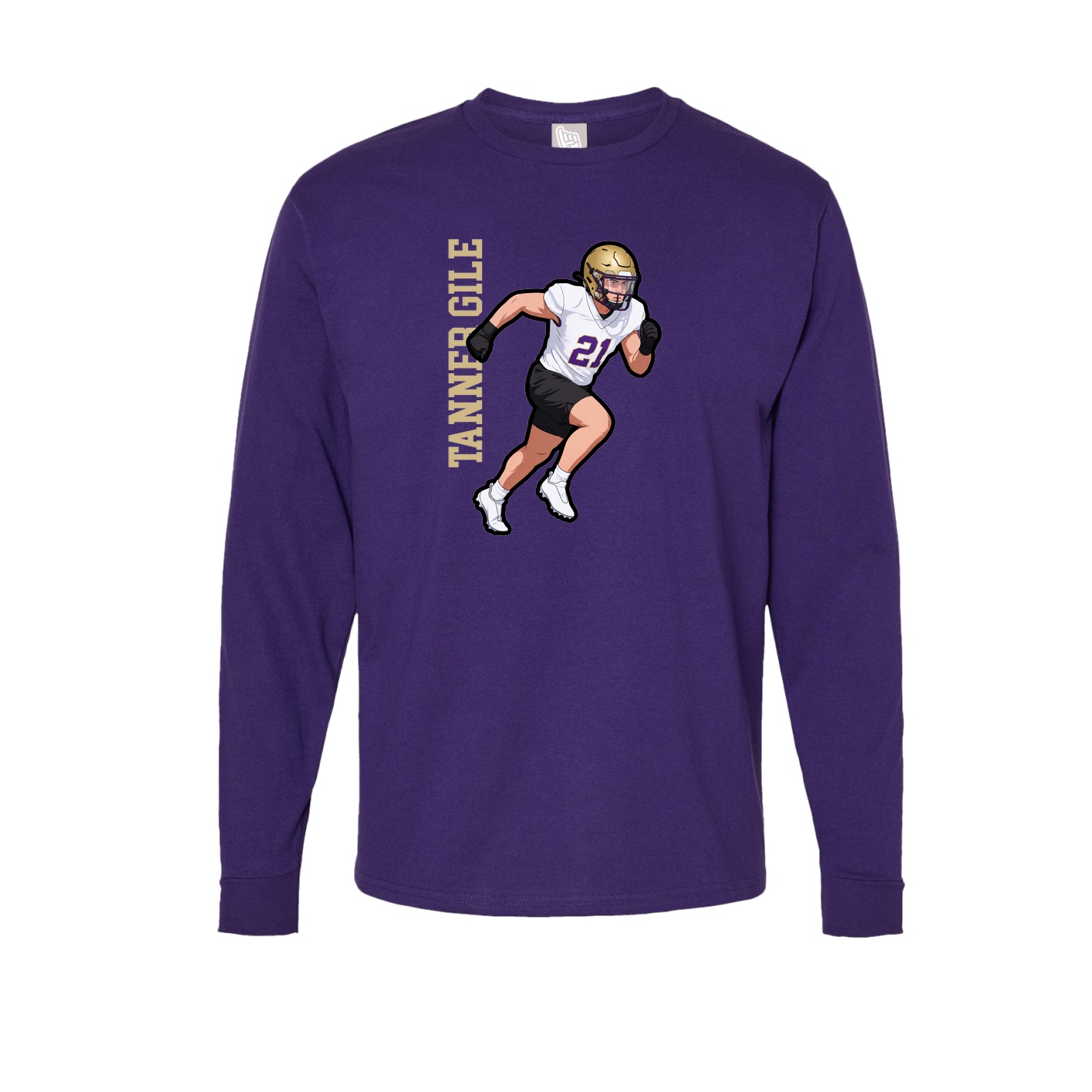 Long Sleeve Tee — Name Vertical in Purple
