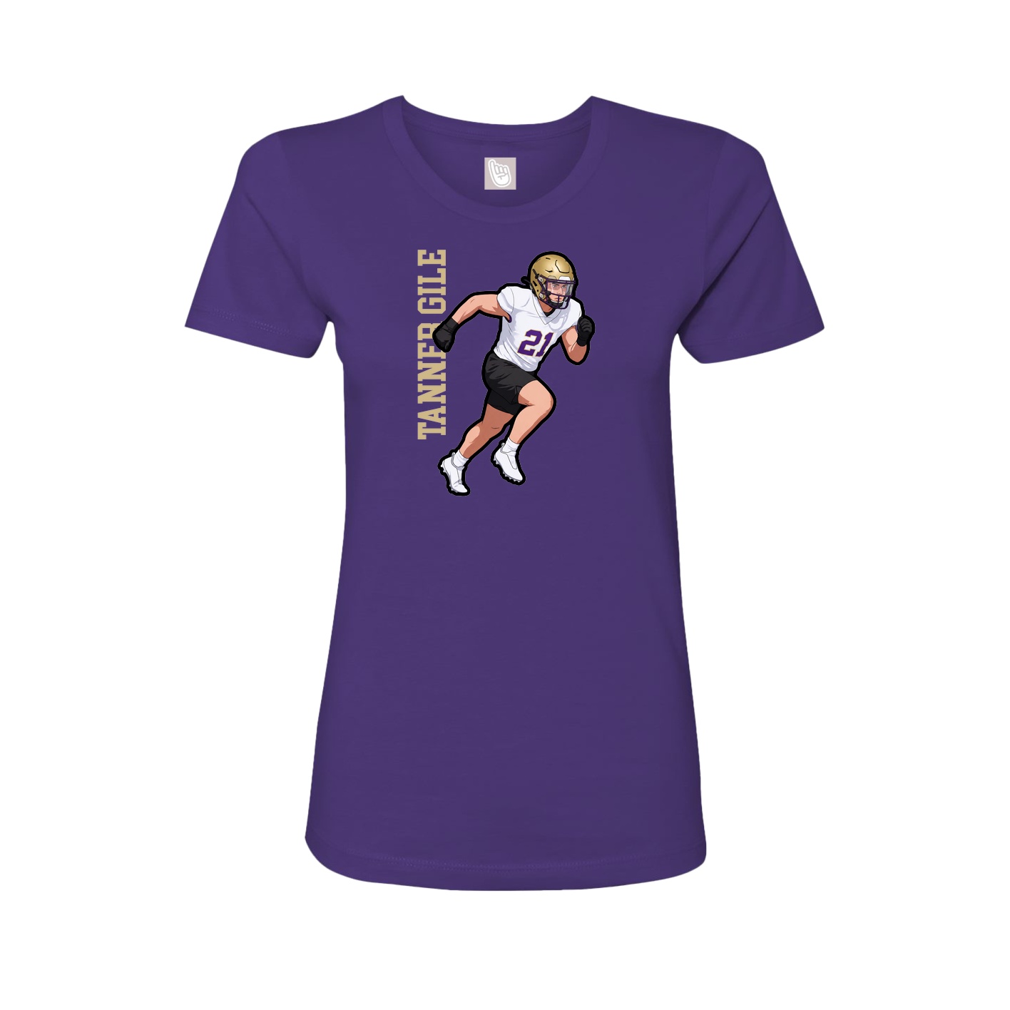 Fitted Women's Tee — Name Vertical in Purple