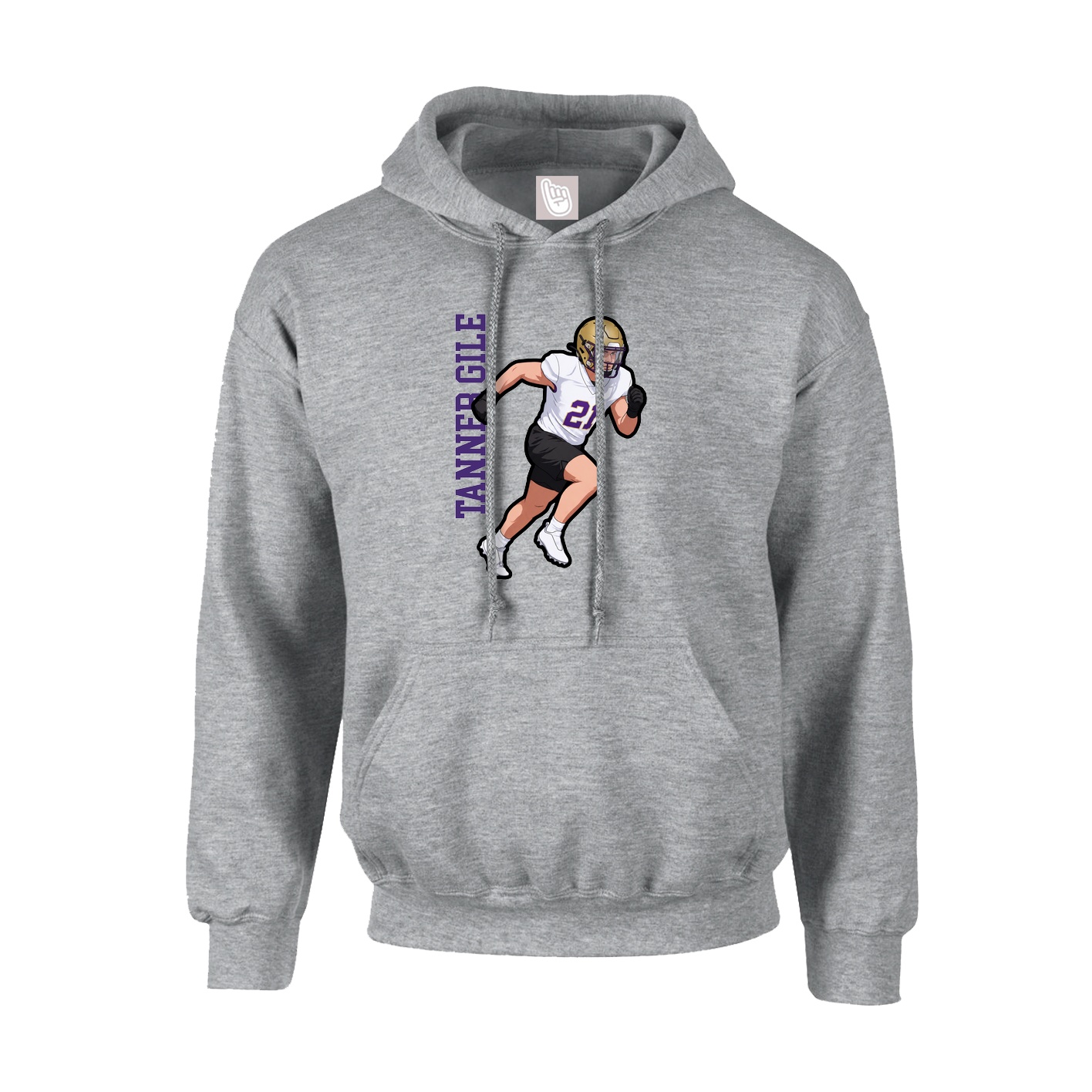 Hoodie — Name Vertical in Grey