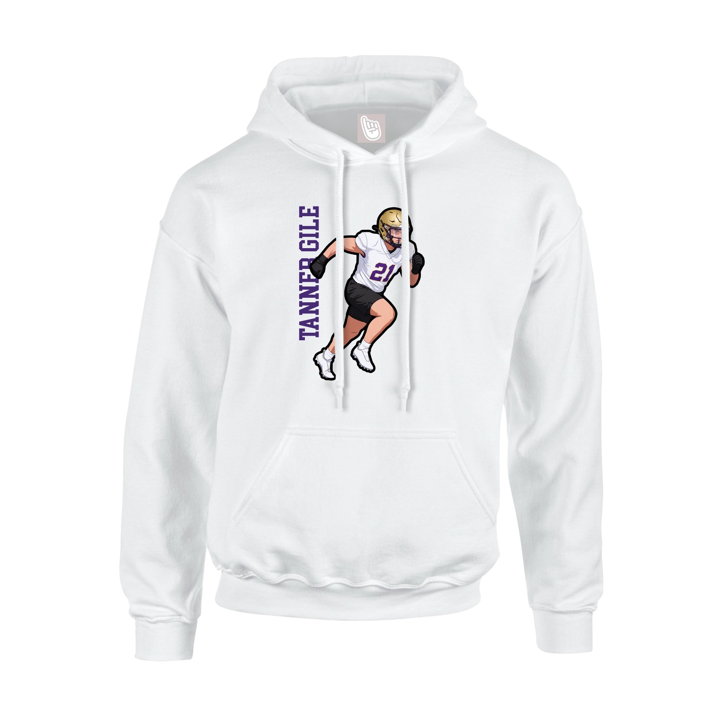 Youth Hoodie — Name Vertical in White