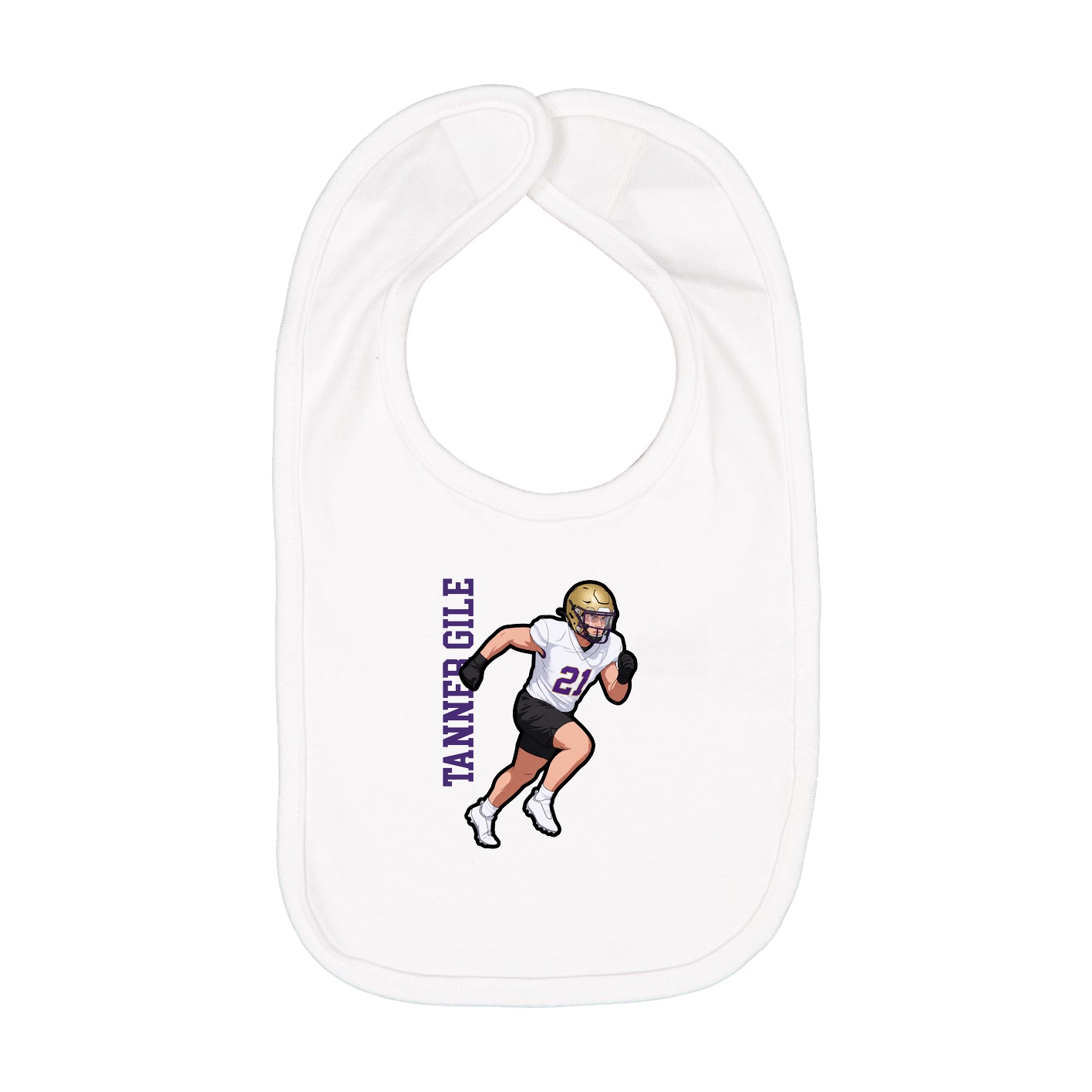 Infant Bib — Name Vertical in White