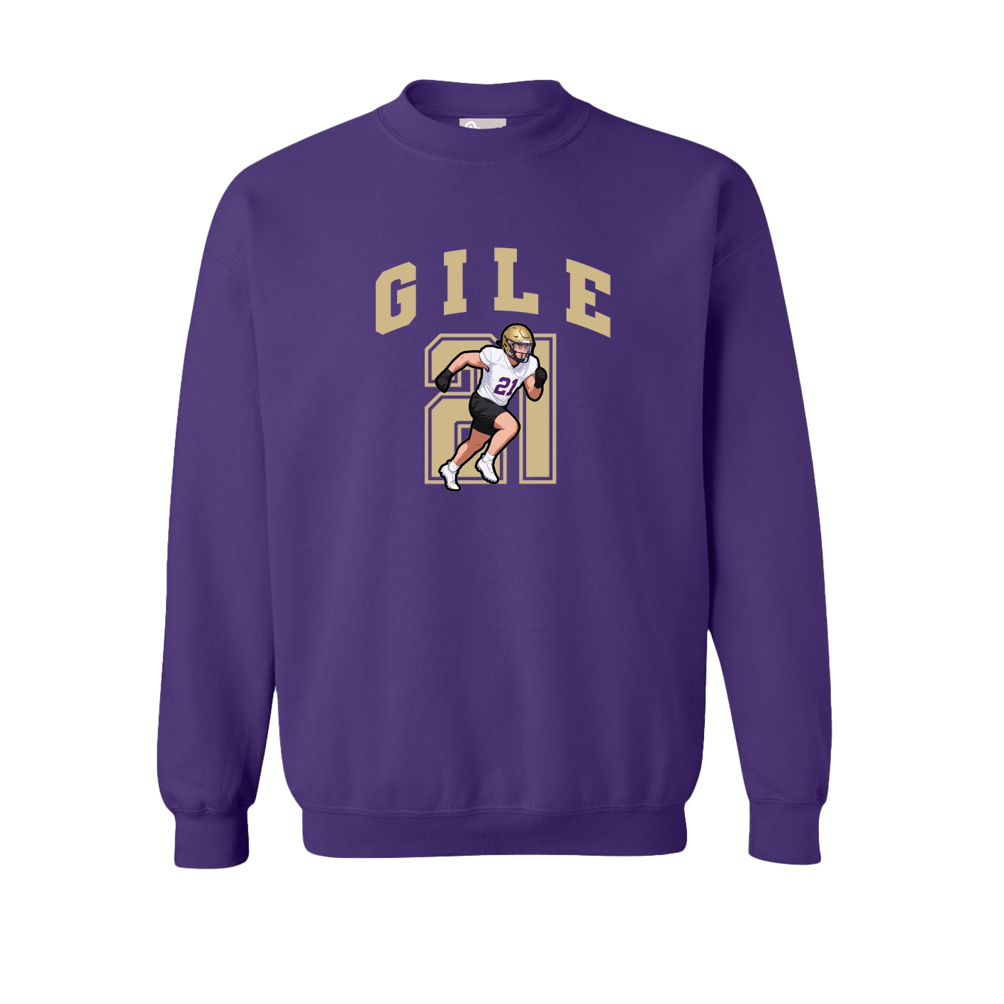 Fleece Crew — Number in Purple