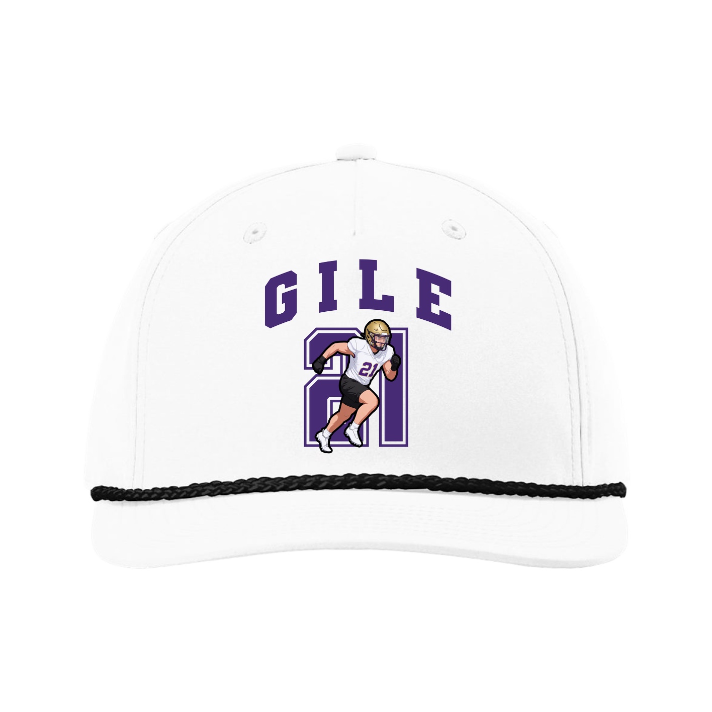 Five-Panel Classic Rope Cap — Number in White