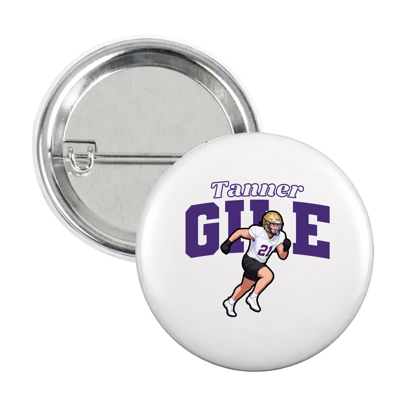 Game Day Button — Name Arch in White