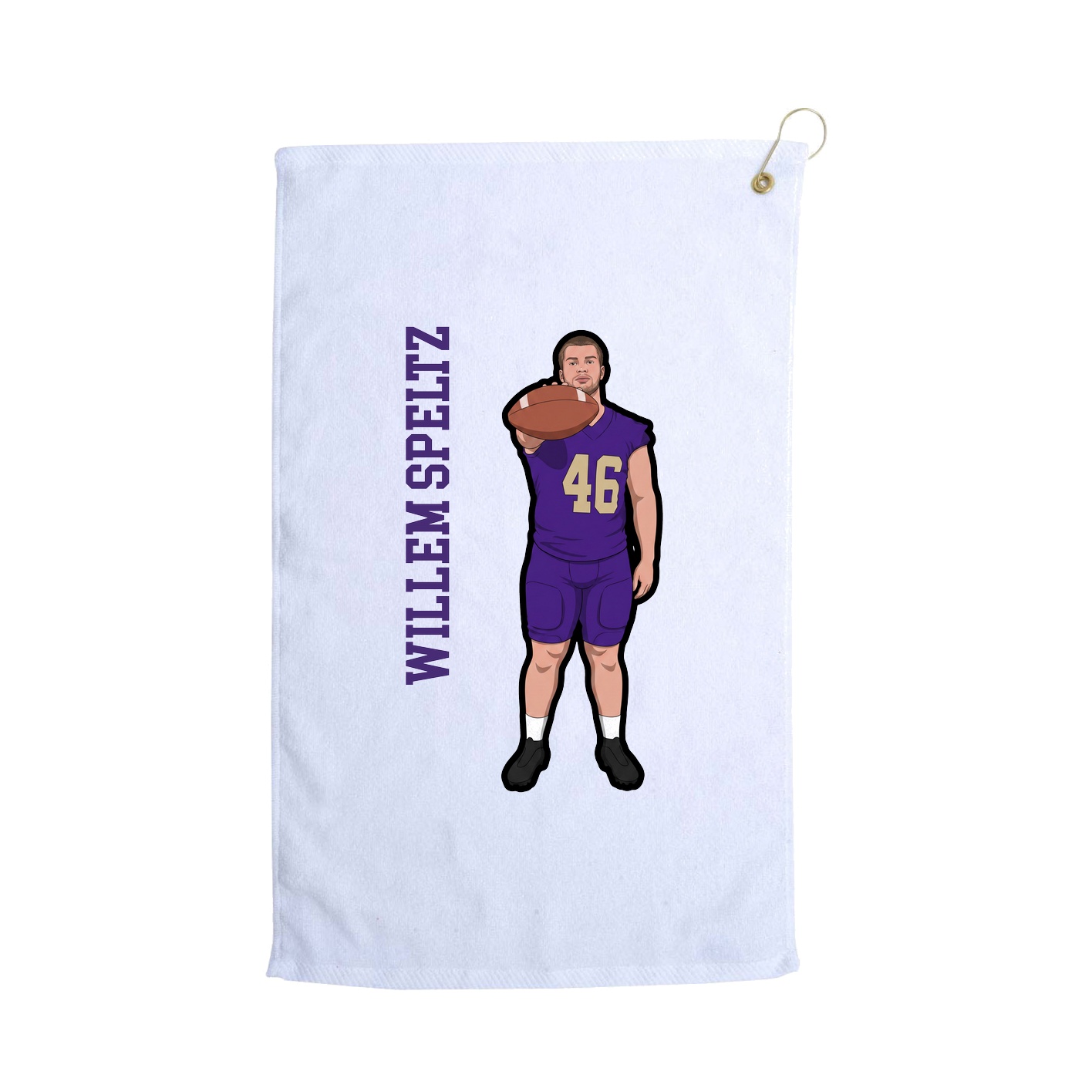 Golf Towel — Name Vertical in White