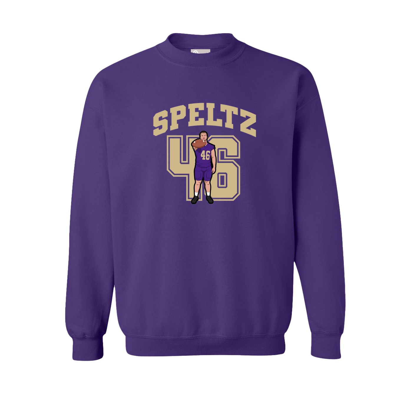 Fleece Crew — Number in Purple