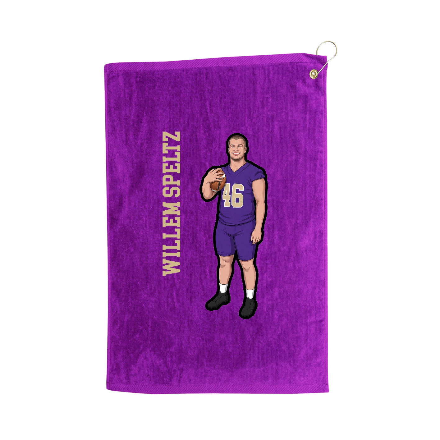 Golf Towel — Name Vertical in Purple