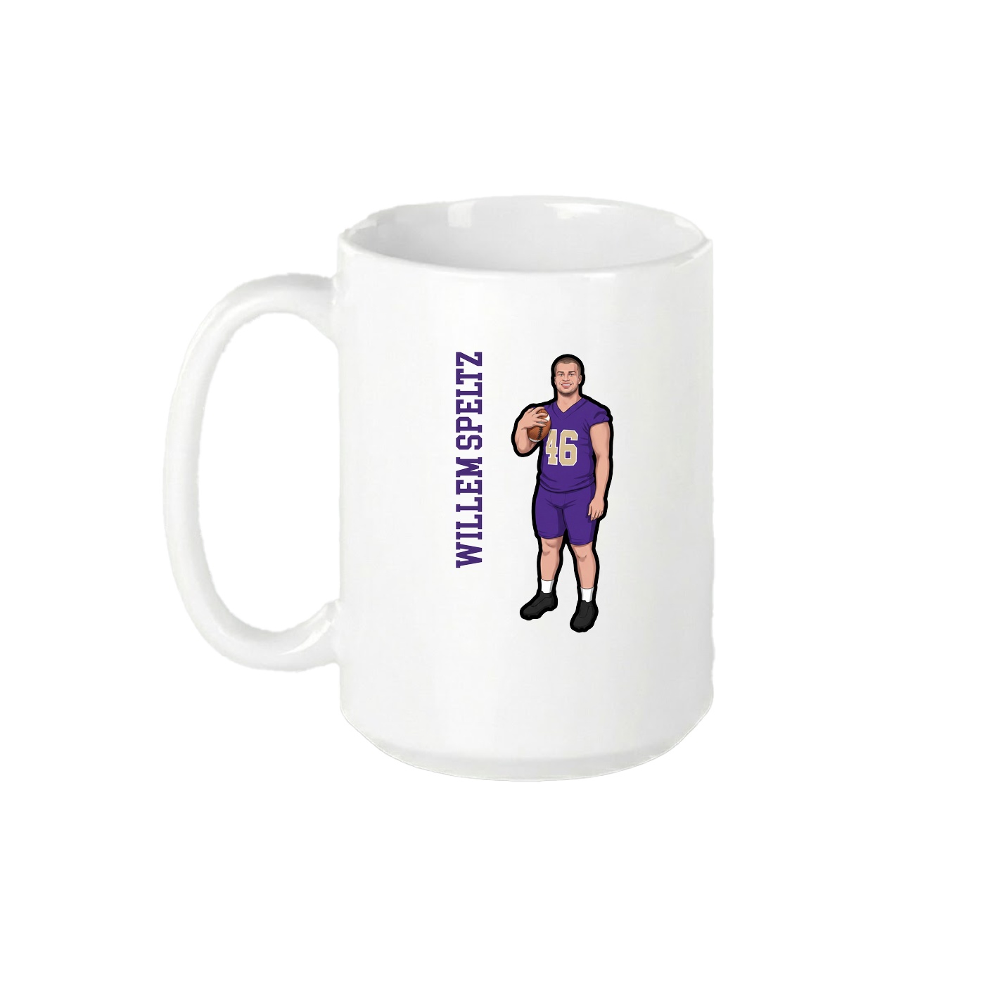 15oz Coffee Mug — Name Vertical in White