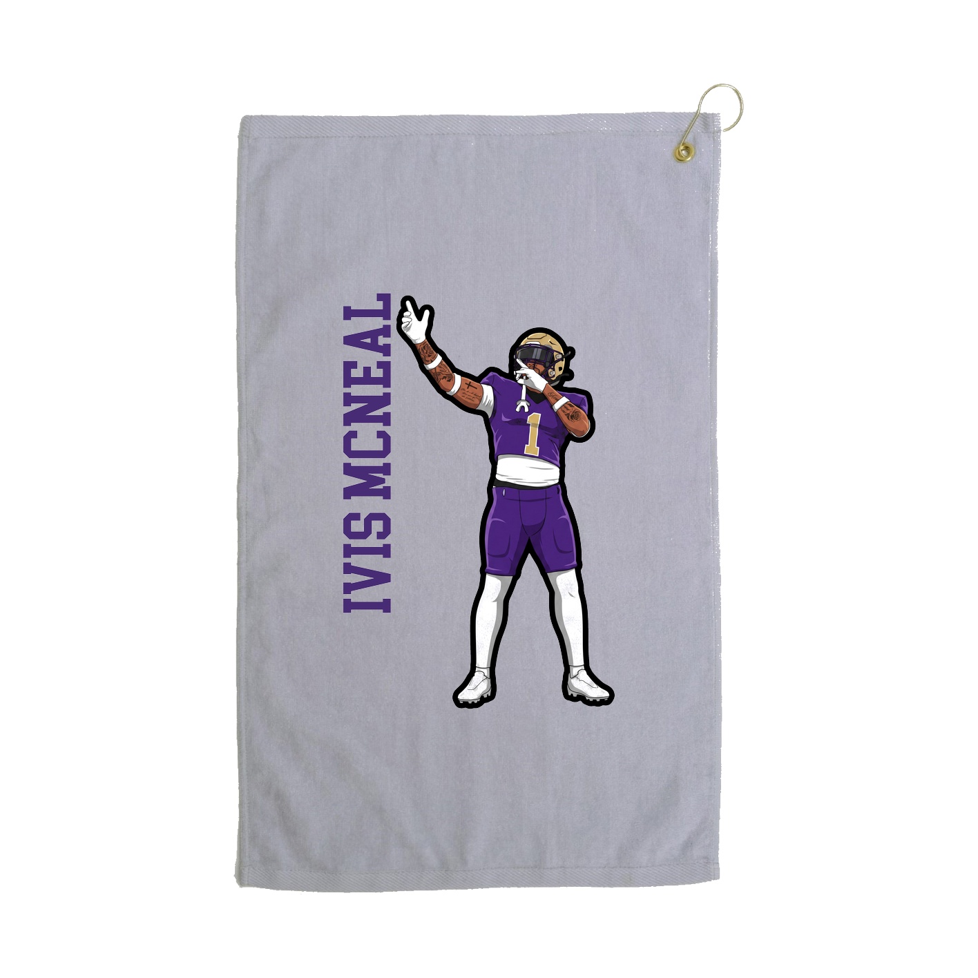 Golf Towel — Name Vertical in Grey