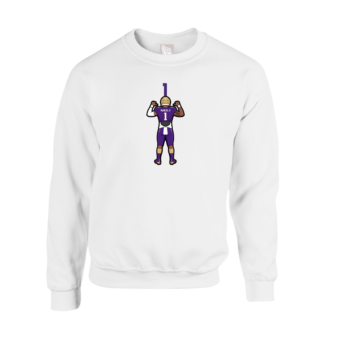 Fleece Crew — Number Top in White