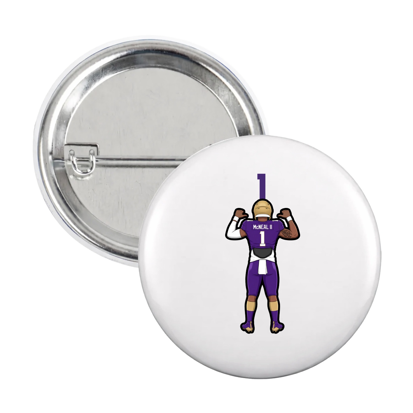 Game Day Button — Number Top in White