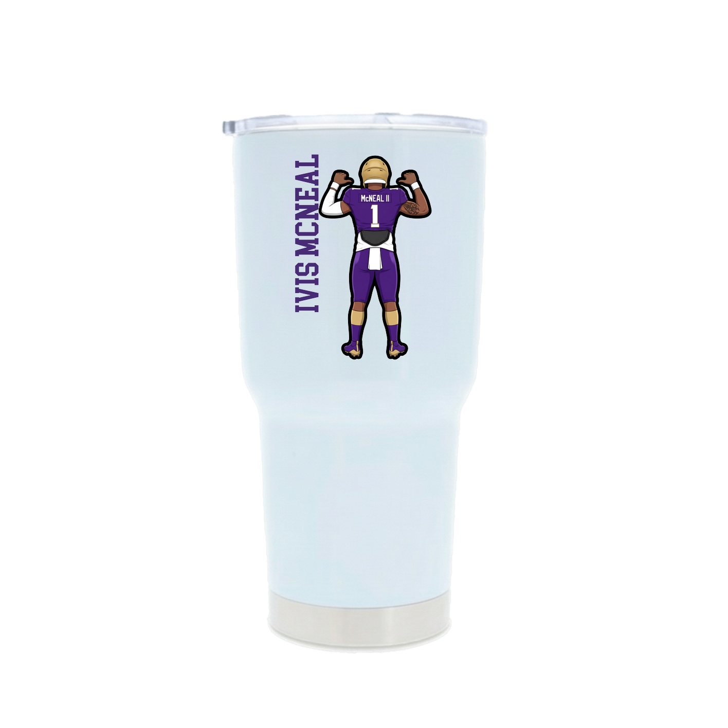 30oz Stainless Steel Tumbler — Name Vertical in White
