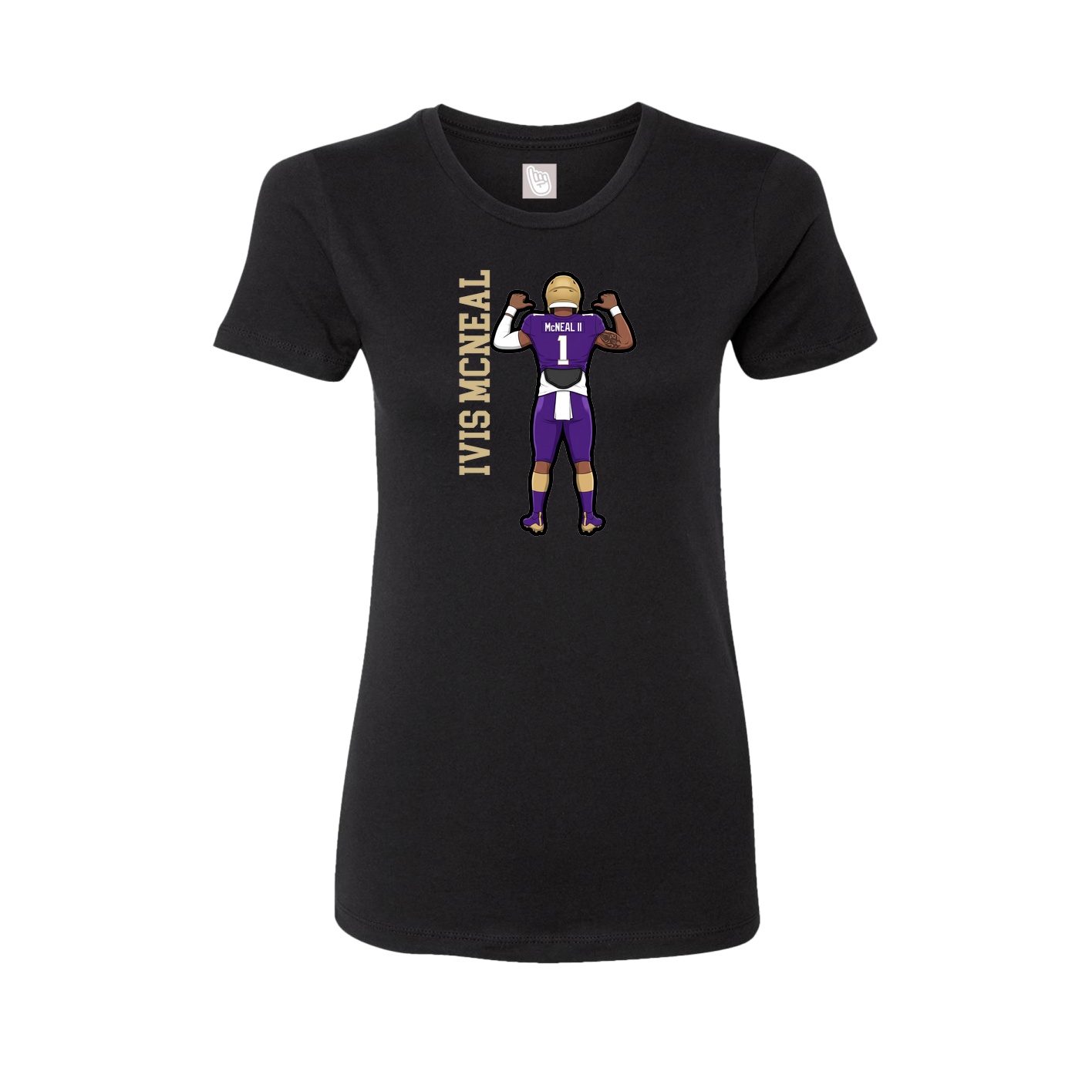 Fitted Women's Tee — Name Vertical in Black