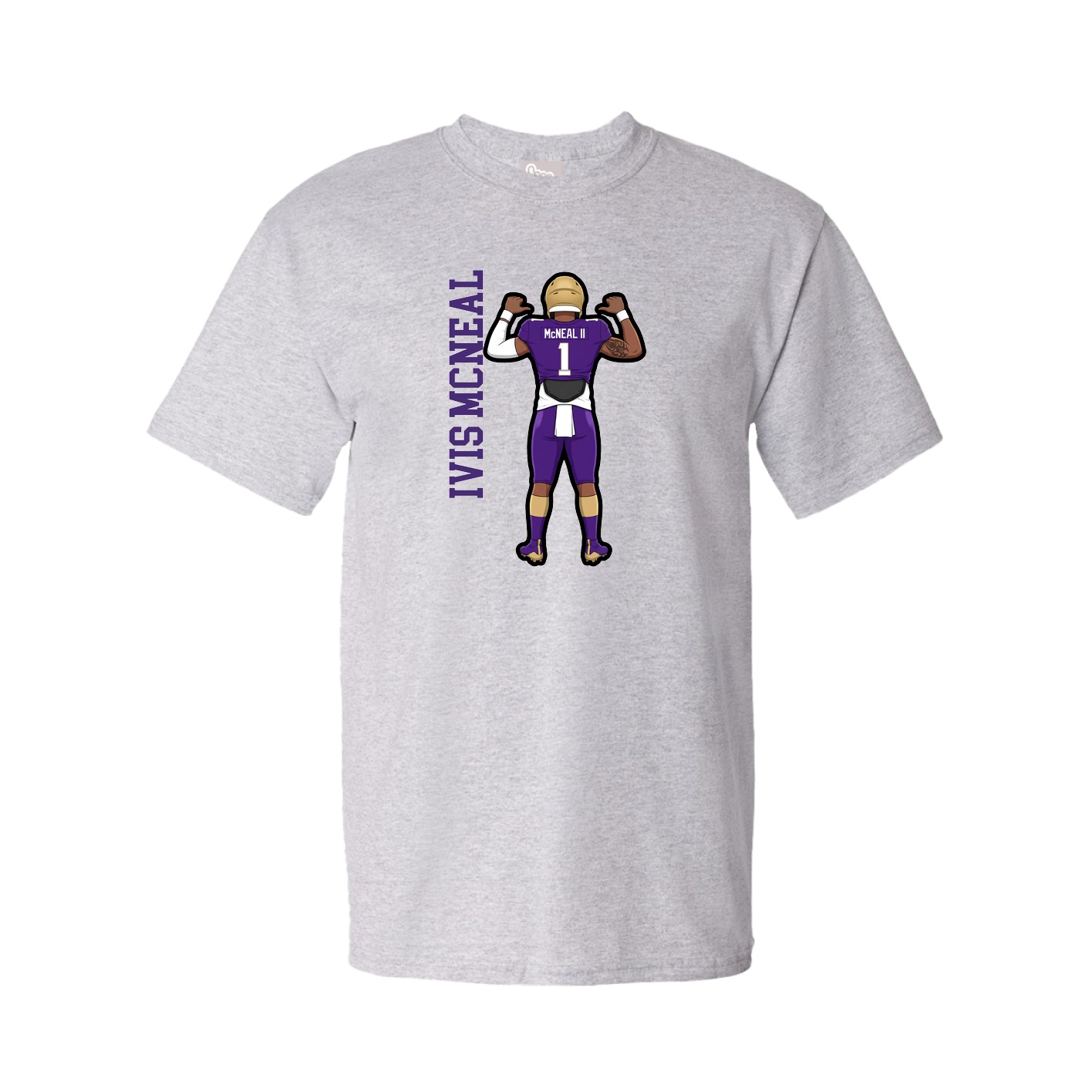 Youth Tee — Name Vertical in Grey