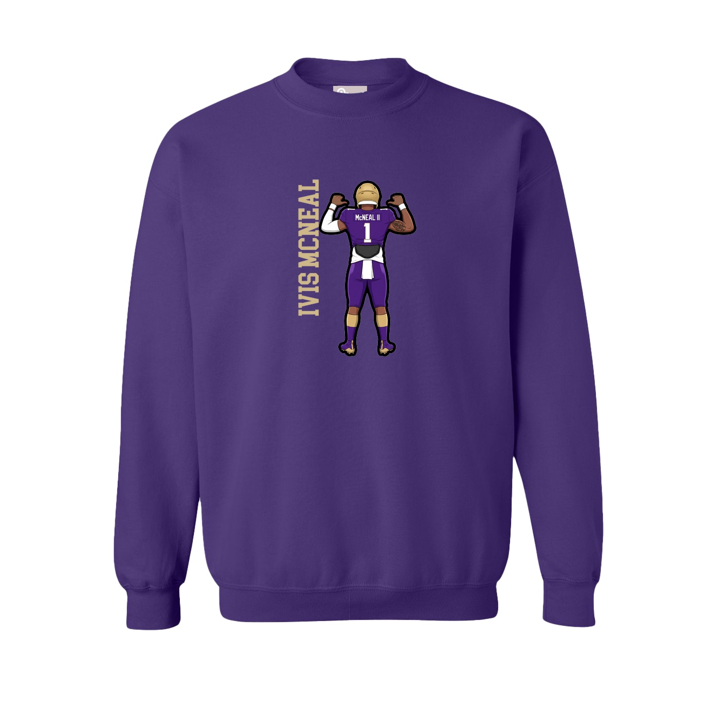 Fleece Crew — Name Vertical in Purple