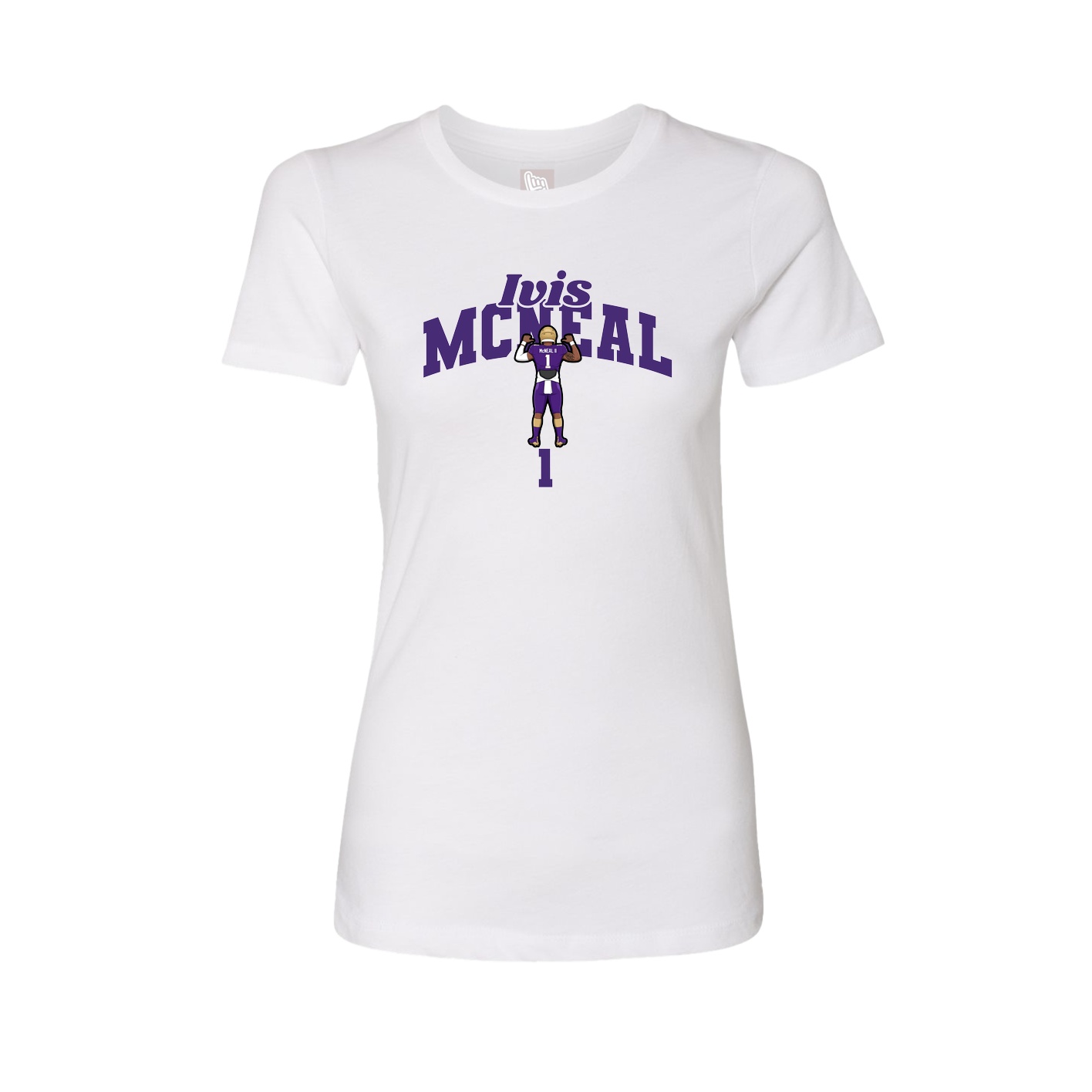 Fitted Women's Tee — Signature Arch in White
