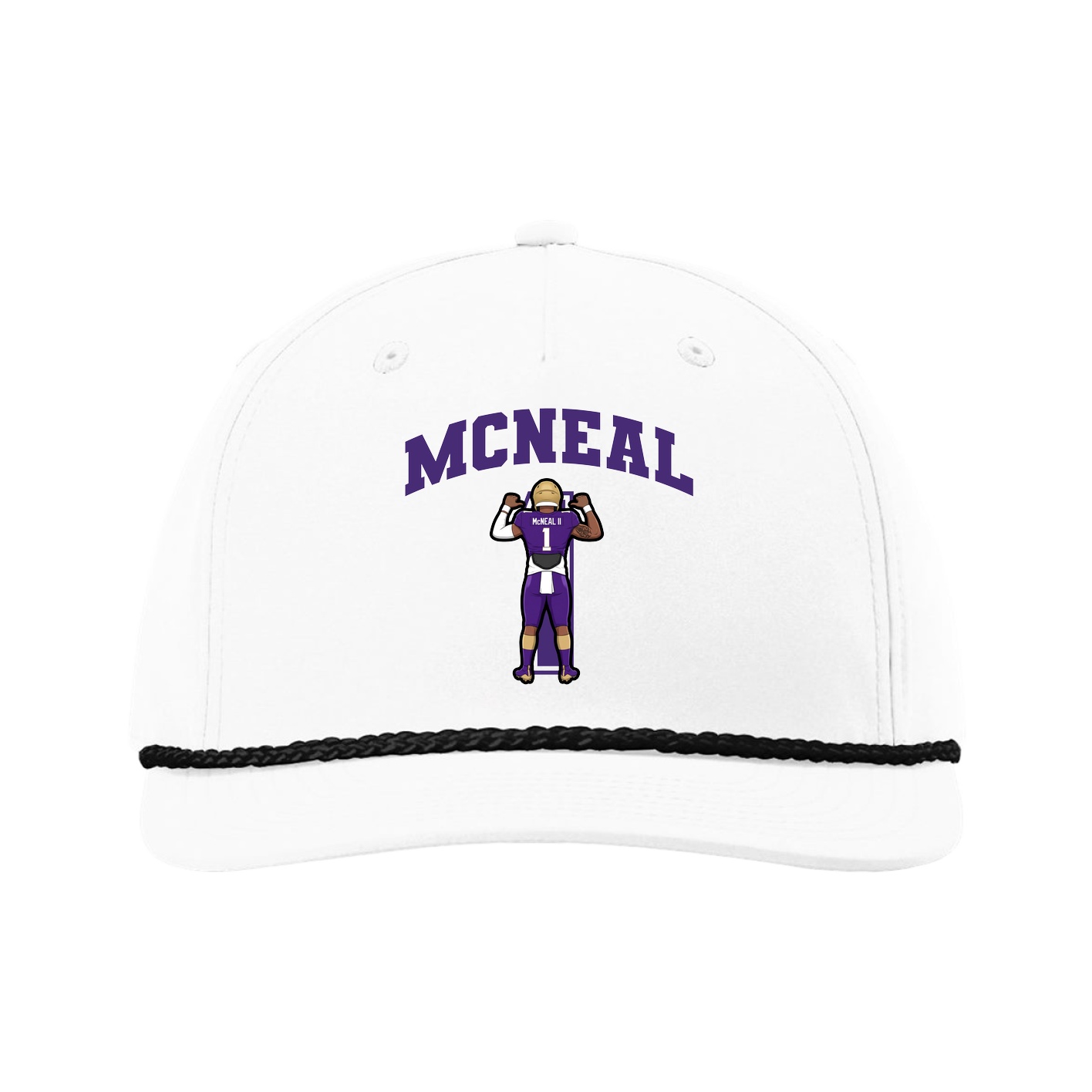 Five-Panel Classic Rope Cap — Number in White