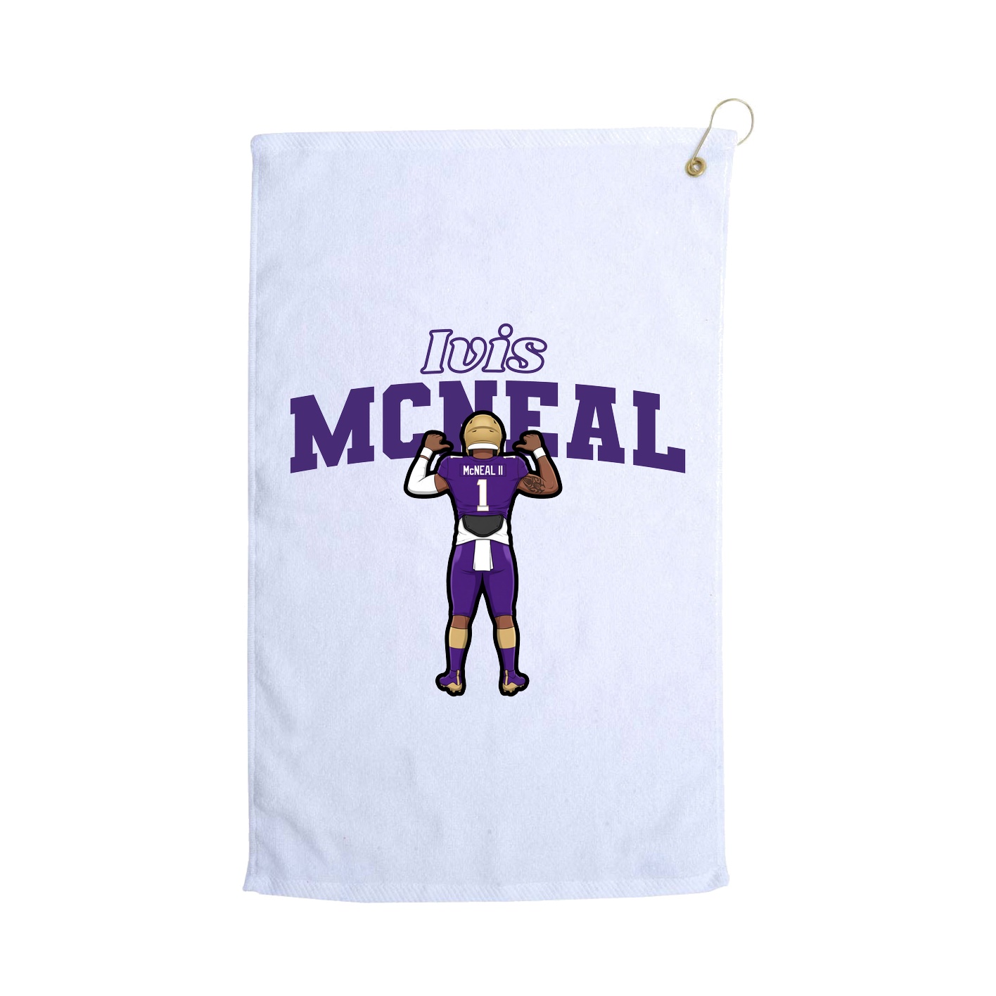 Golf Towel — Name Arch in White