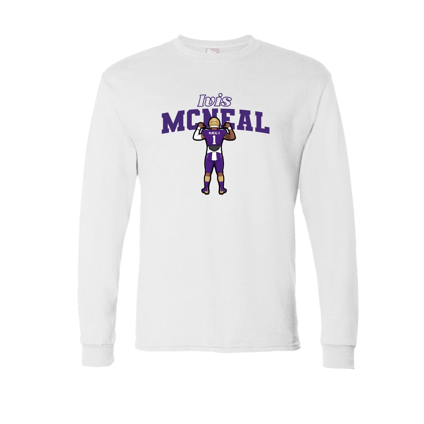 Long Sleeve Tee — Name Arch in White