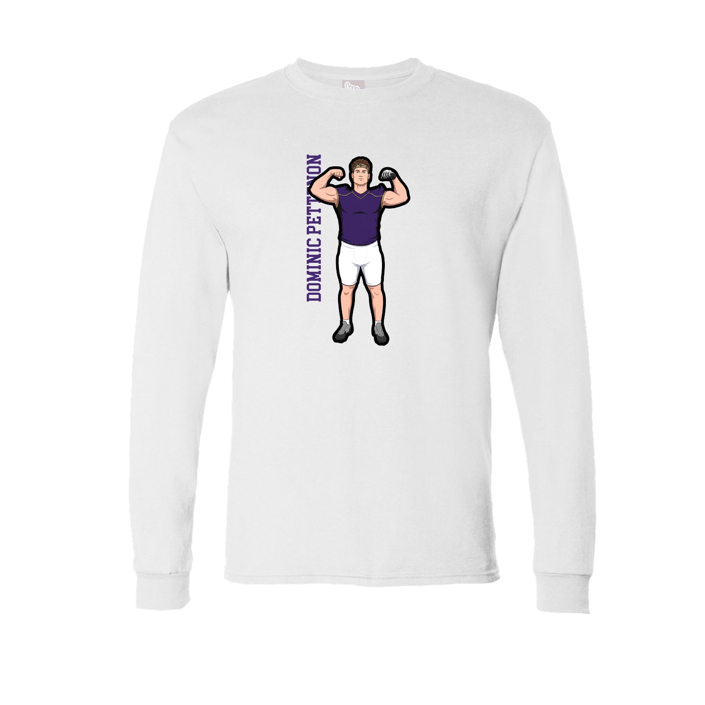 Long Sleeve Tee — Name Vertical in White