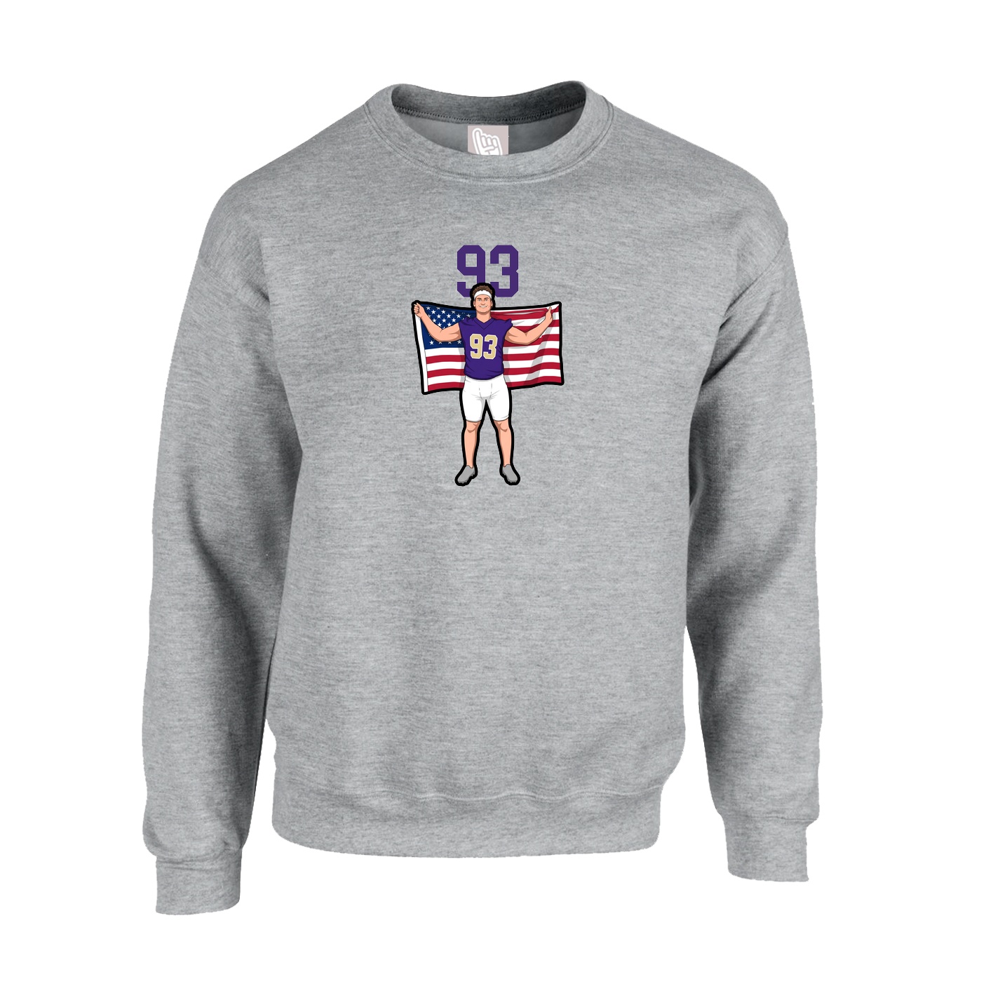 Fleece Crew — Number Top in Grey