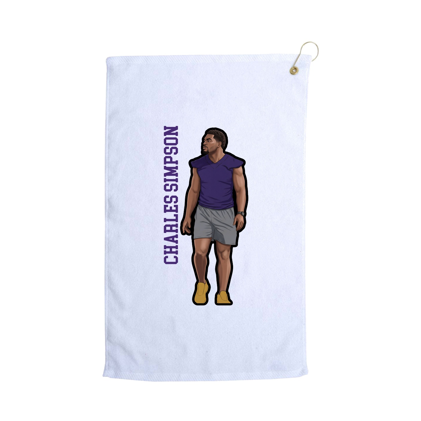 Golf Towel — Name Vertical in White
