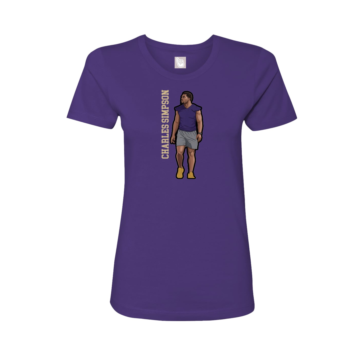 Fitted Women's Tee — Name Vertical in Purple