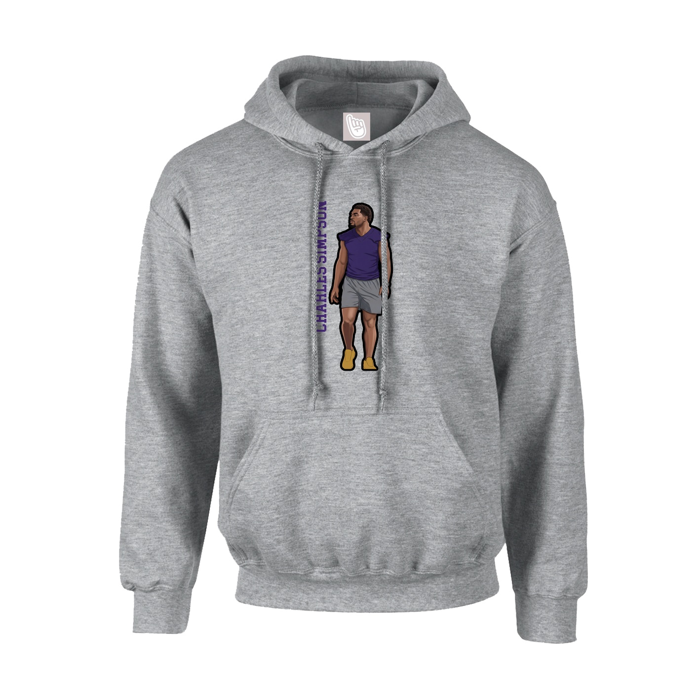 Hoodie — Name Vertical in Grey