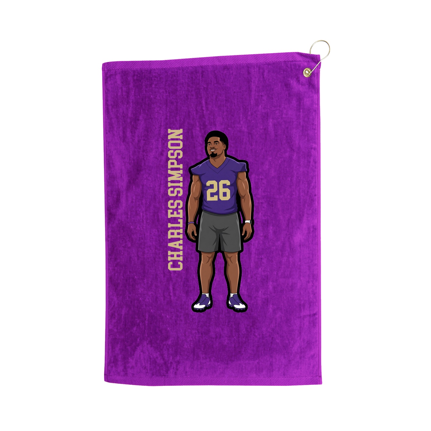 Golf Towel — Name Vertical in Purple