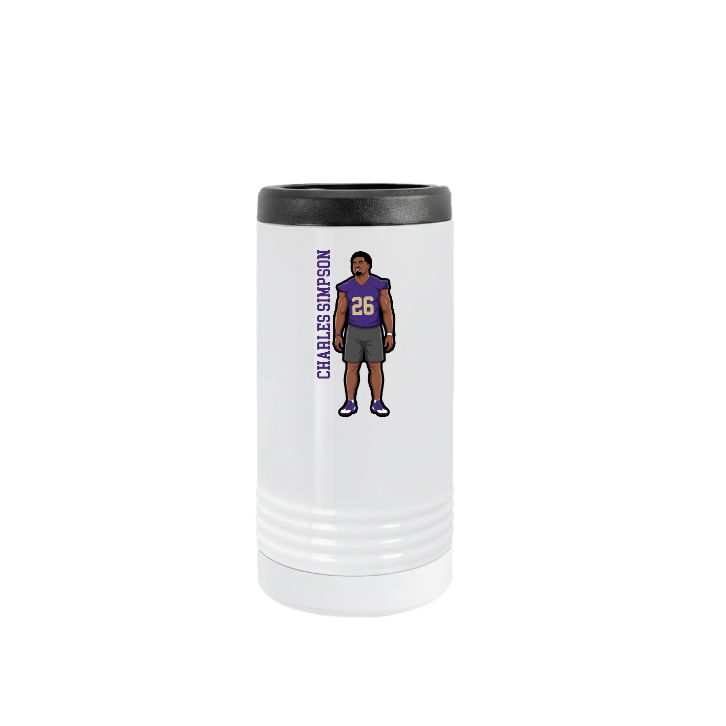 Slim Beverage Holder — Name Vertical in White