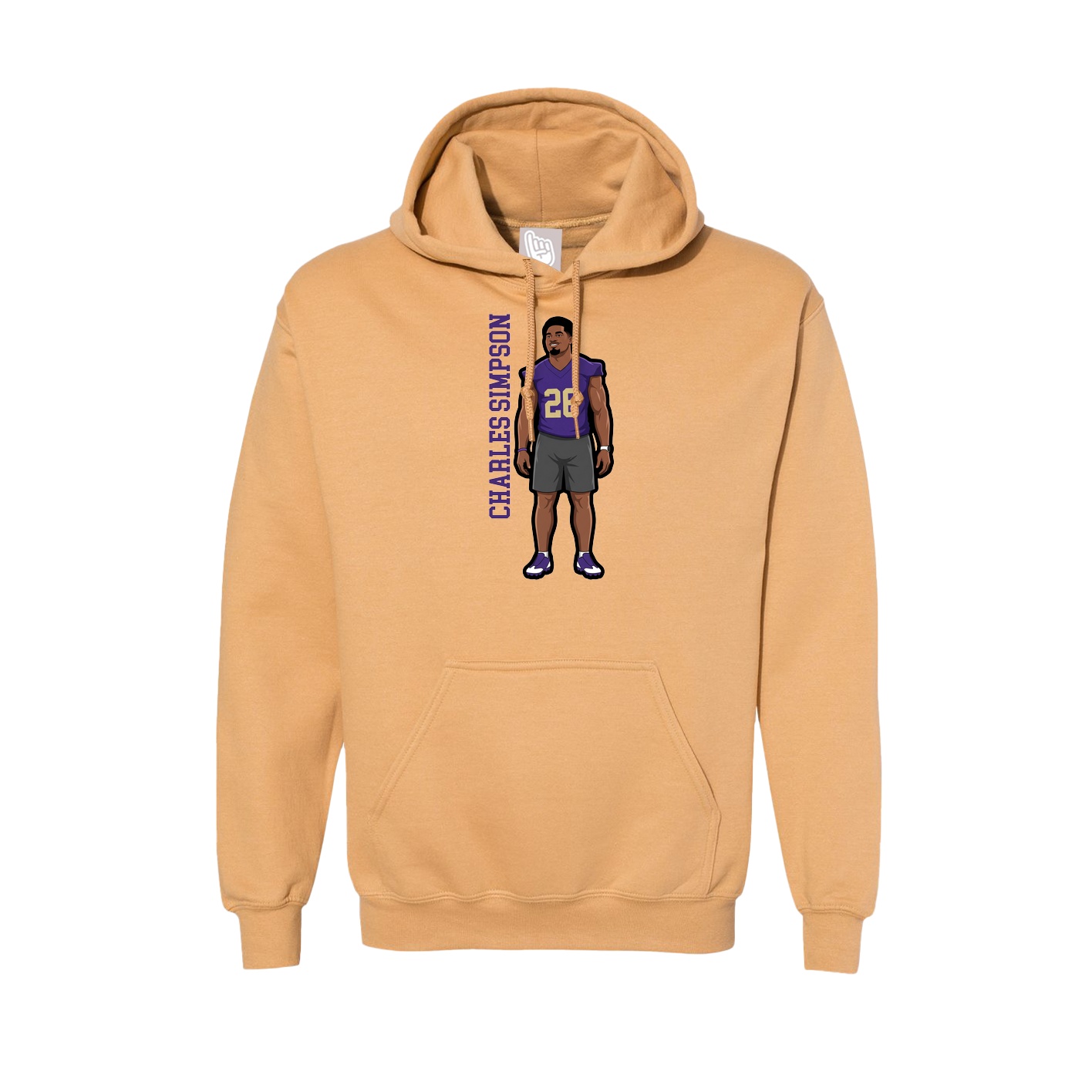 Hoodie — Name Vertical in Vegas Gold