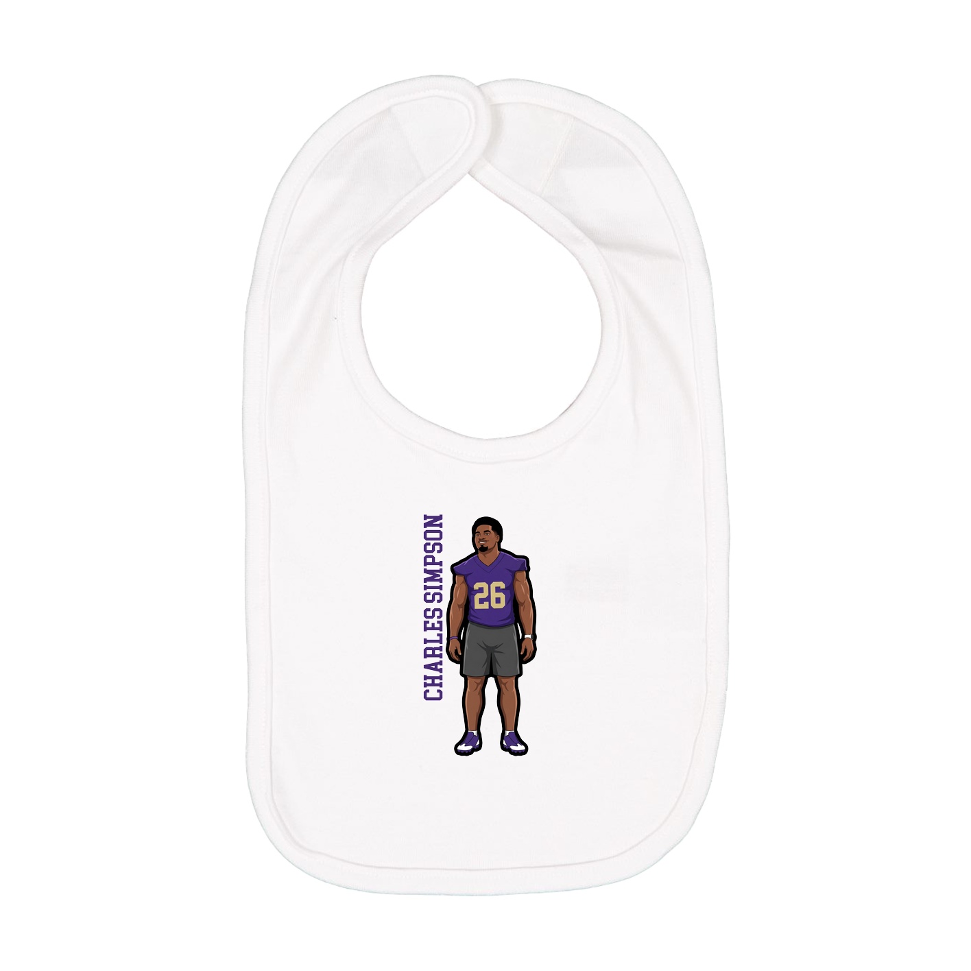 Infant Bib — Name Vertical in White