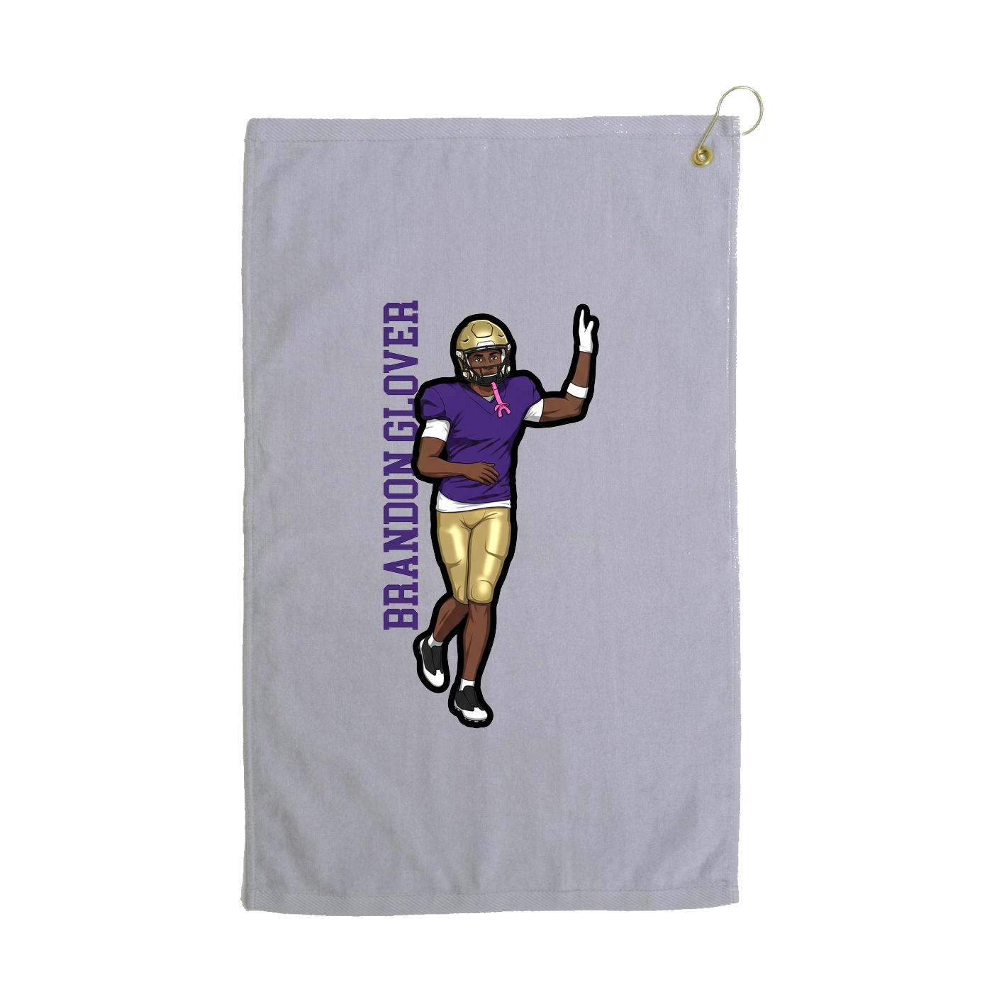 Golf Towel — Name Vertical in Grey
