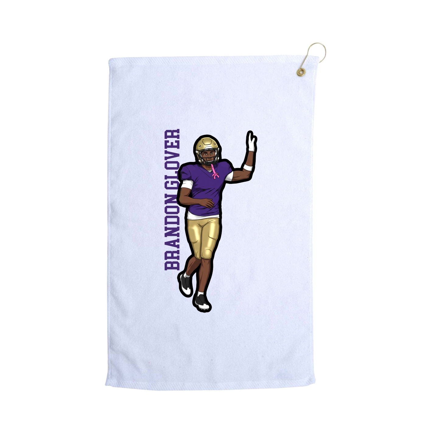 Golf Towel — Name Vertical in White