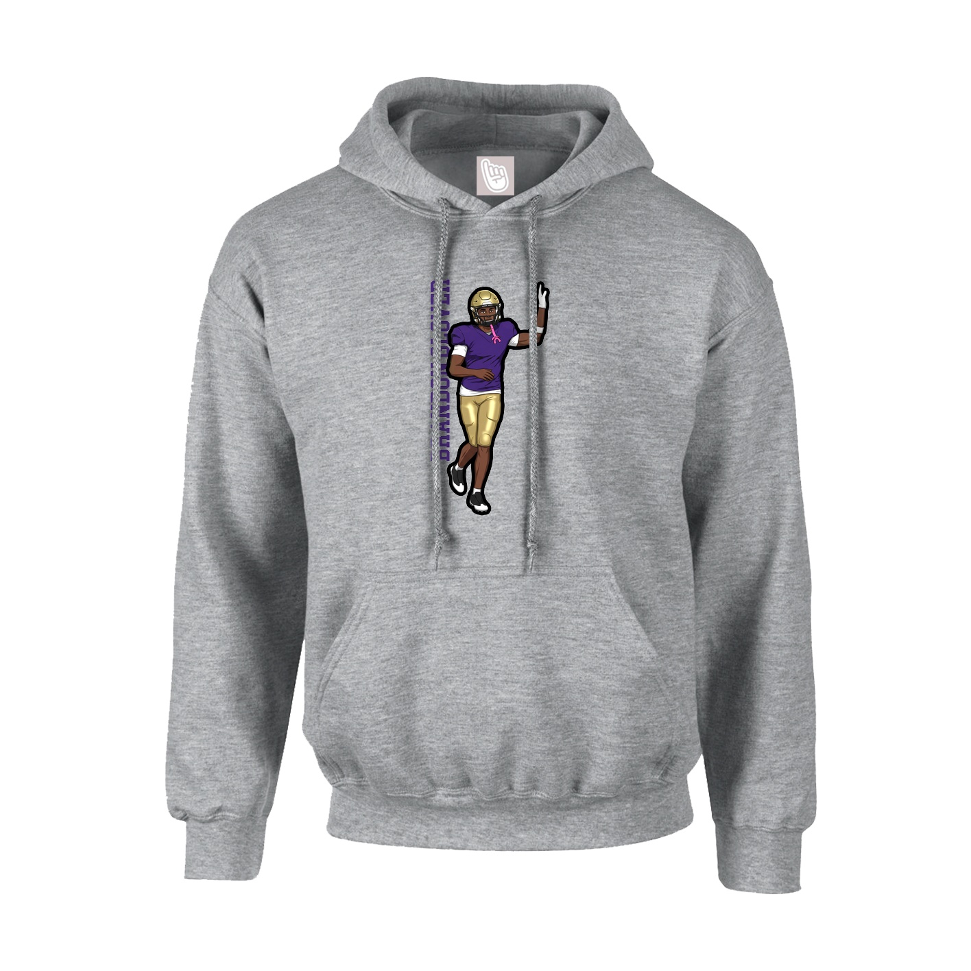 Youth Hoodie — Name Vertical in Grey
