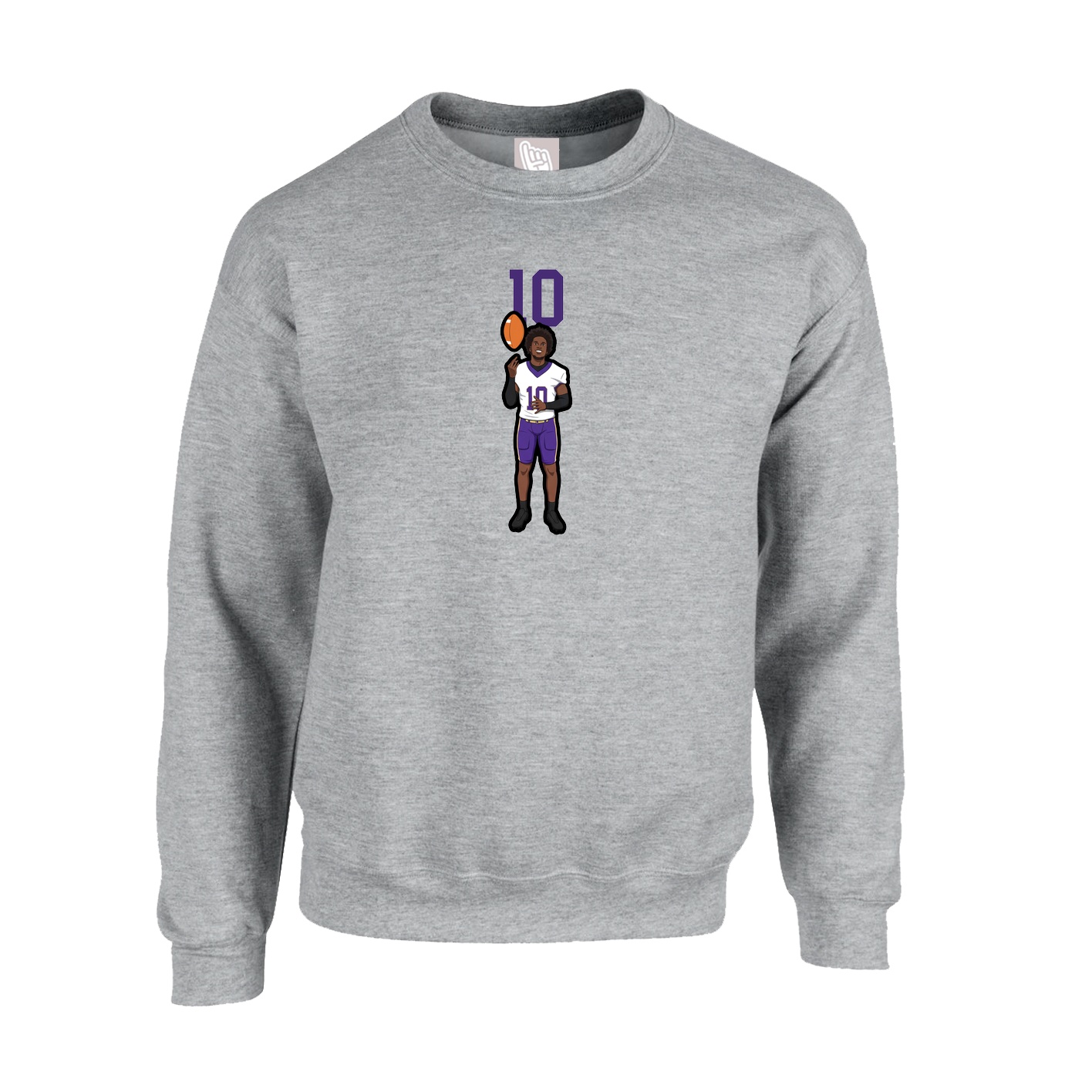 Fleece Crew — Number Top in Grey