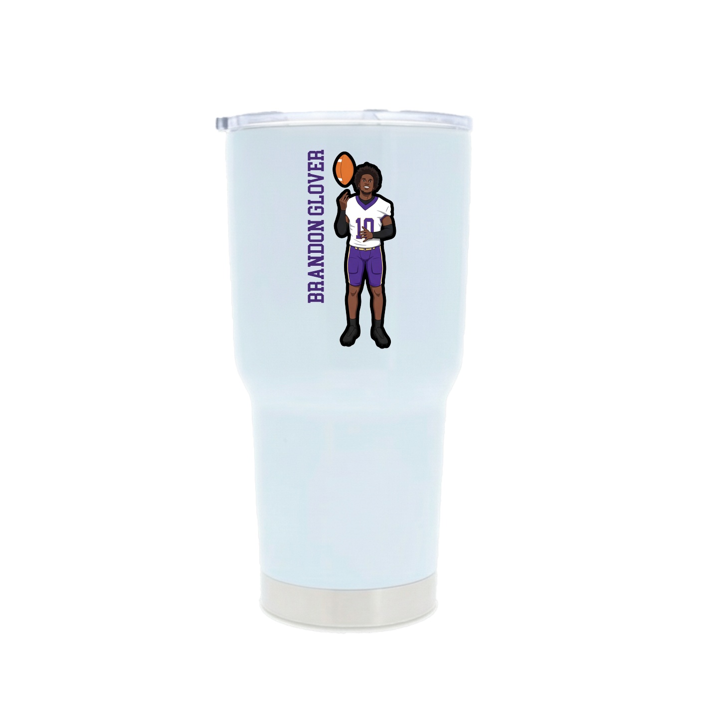 30oz Stainless Steel Tumbler — Name Vertical in White