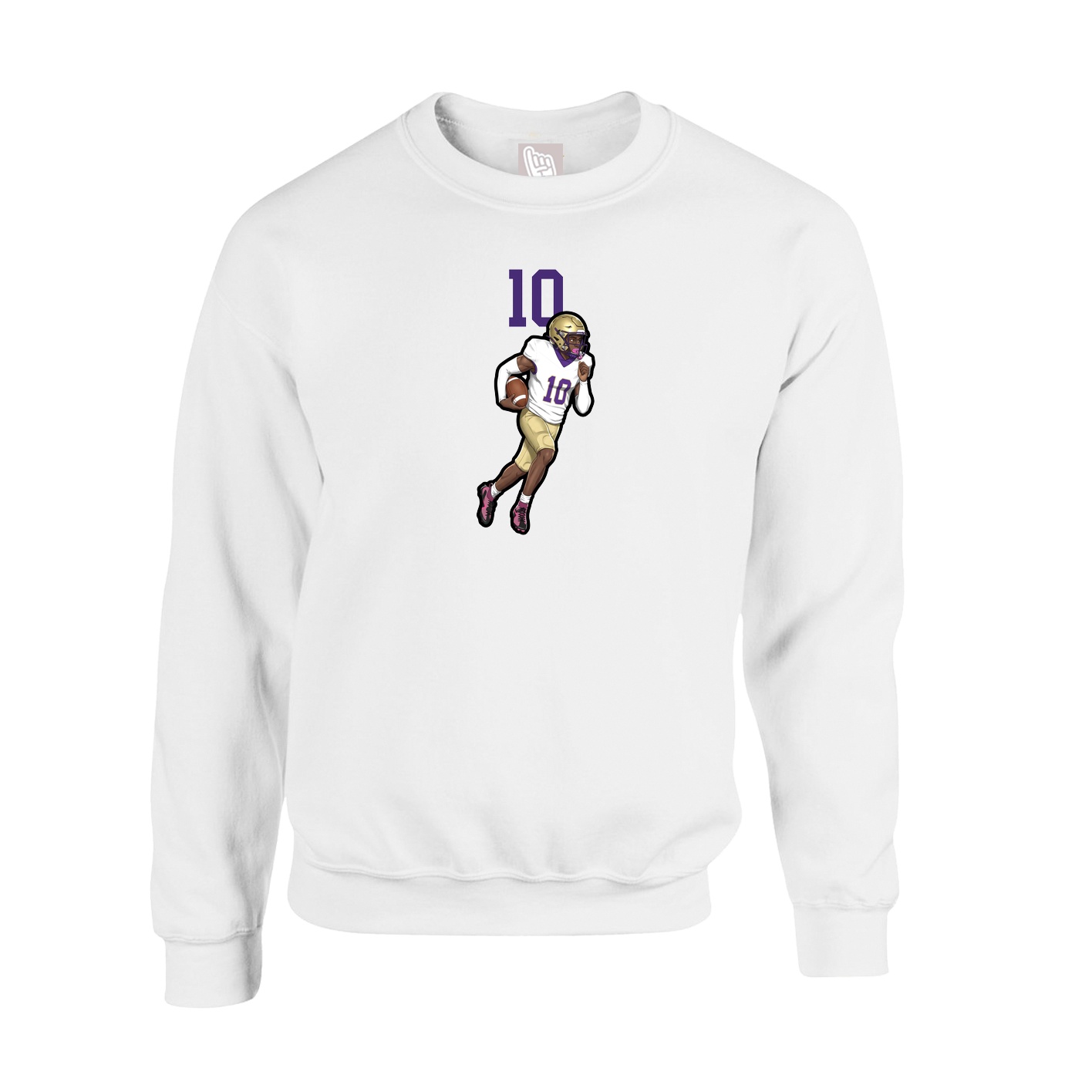 Fleece Crew — Number Top in White