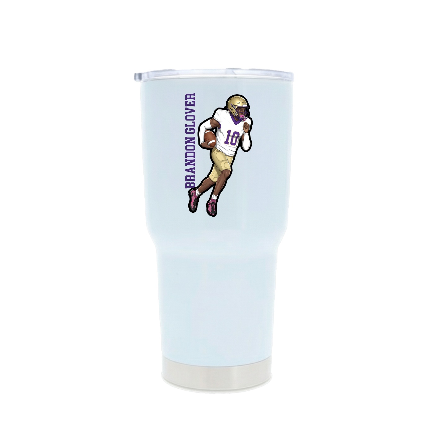 30oz Stainless Steel Tumbler — Name Vertical in White