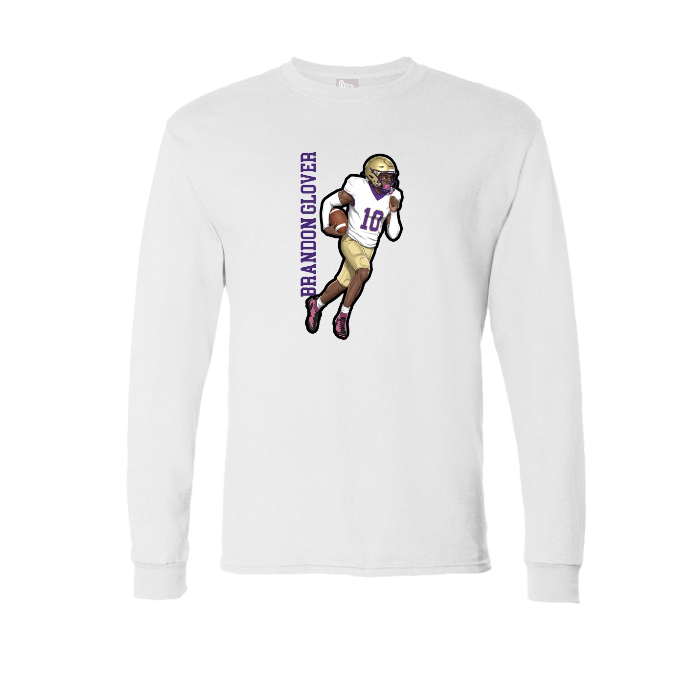 Long Sleeve Tee — Name Vertical in White