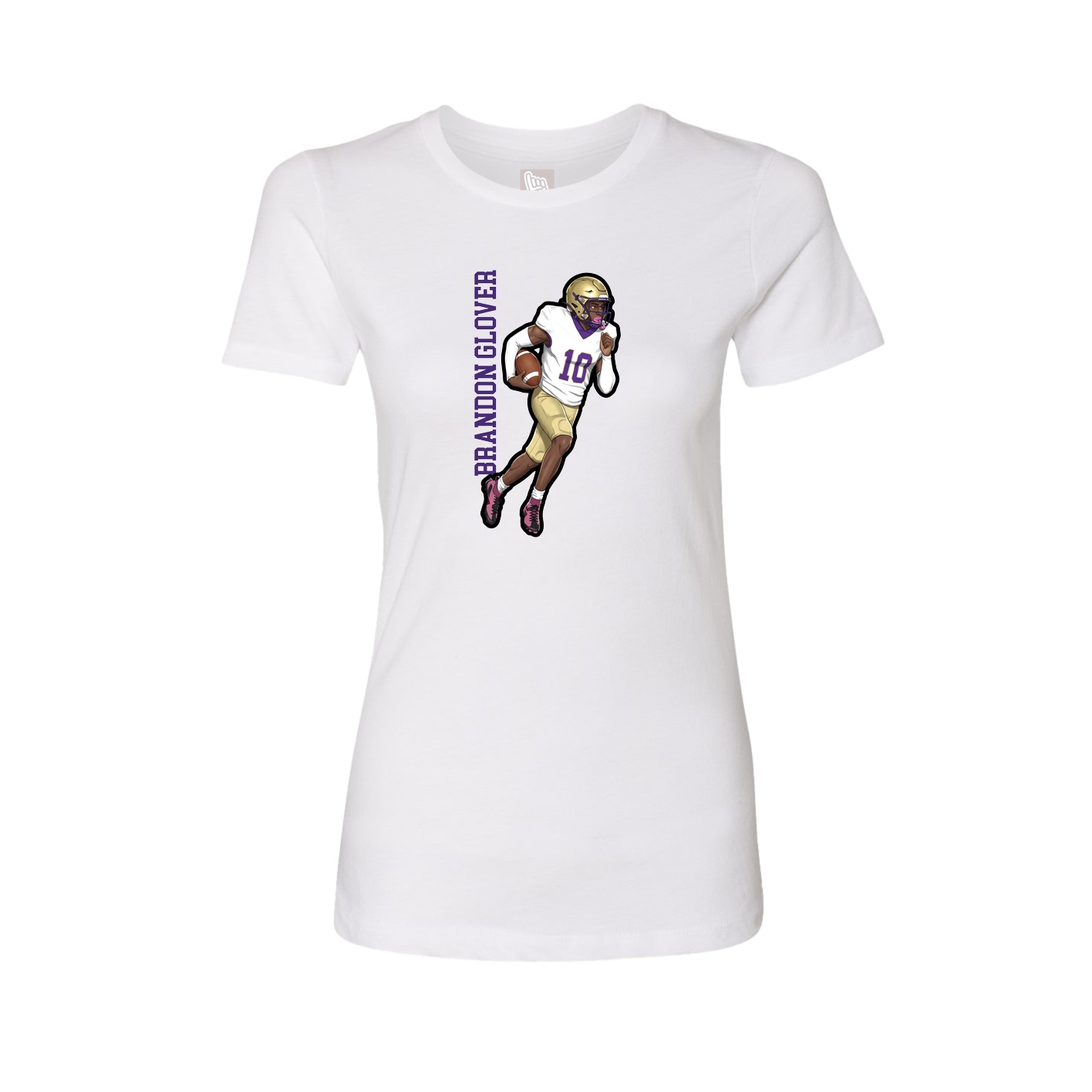 Fitted Women's Tee — Name Vertical in White