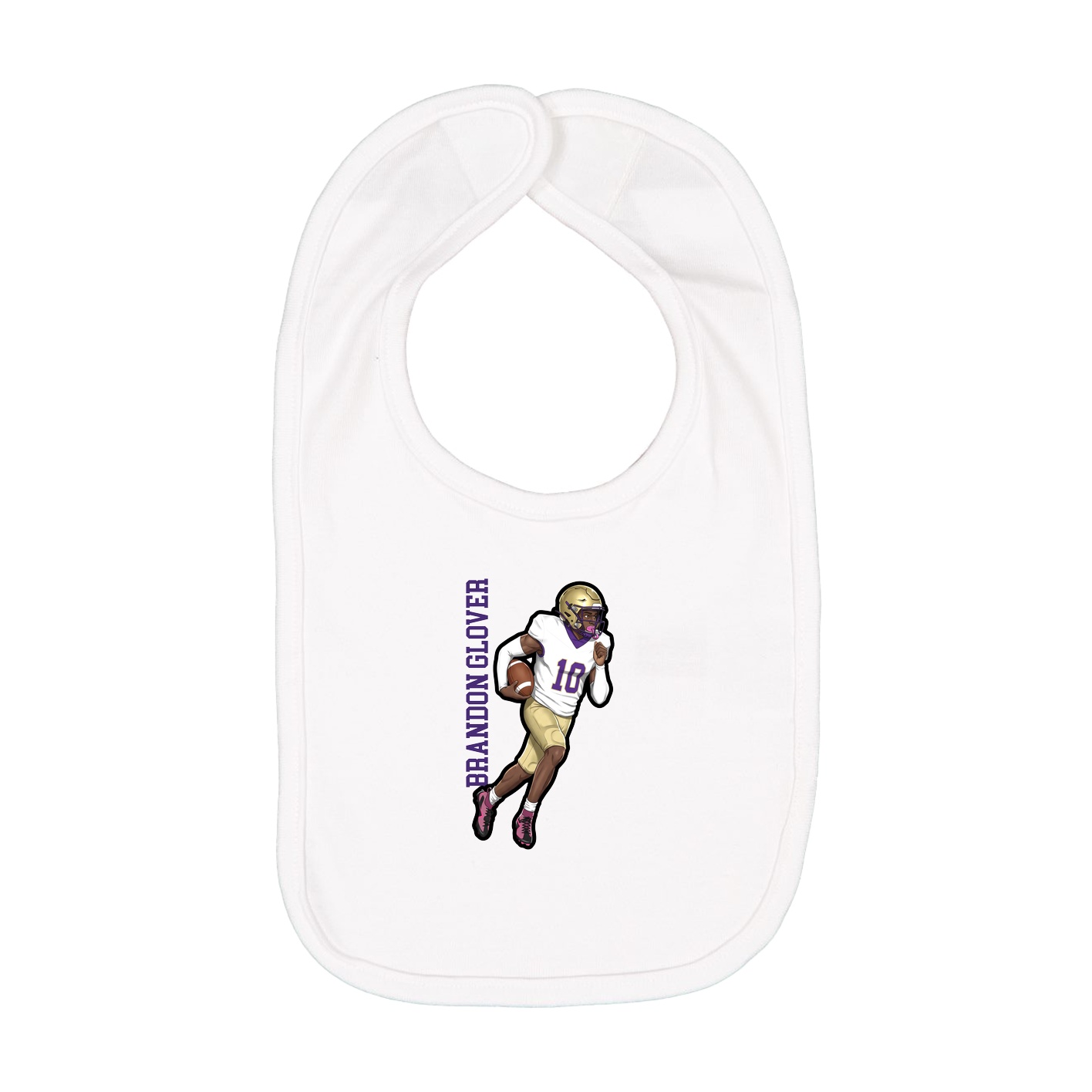 Infant Bib — Name Vertical in White