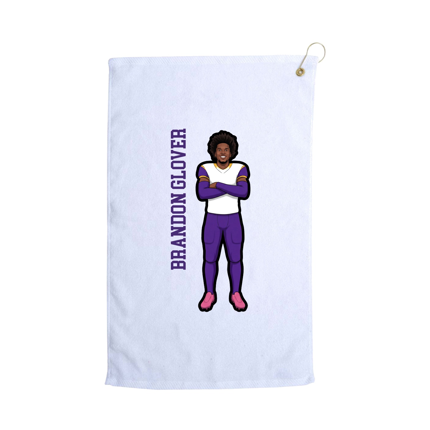 Golf Towel — Name Vertical in White
