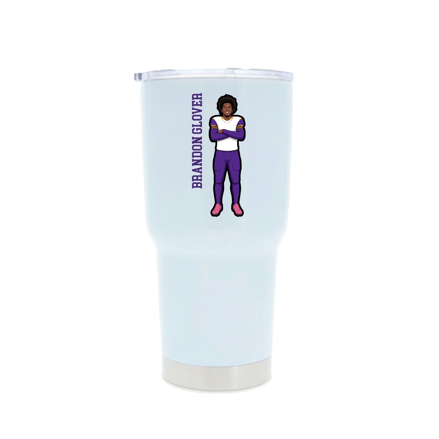30oz Stainless Steel Tumbler — Name Vertical in White