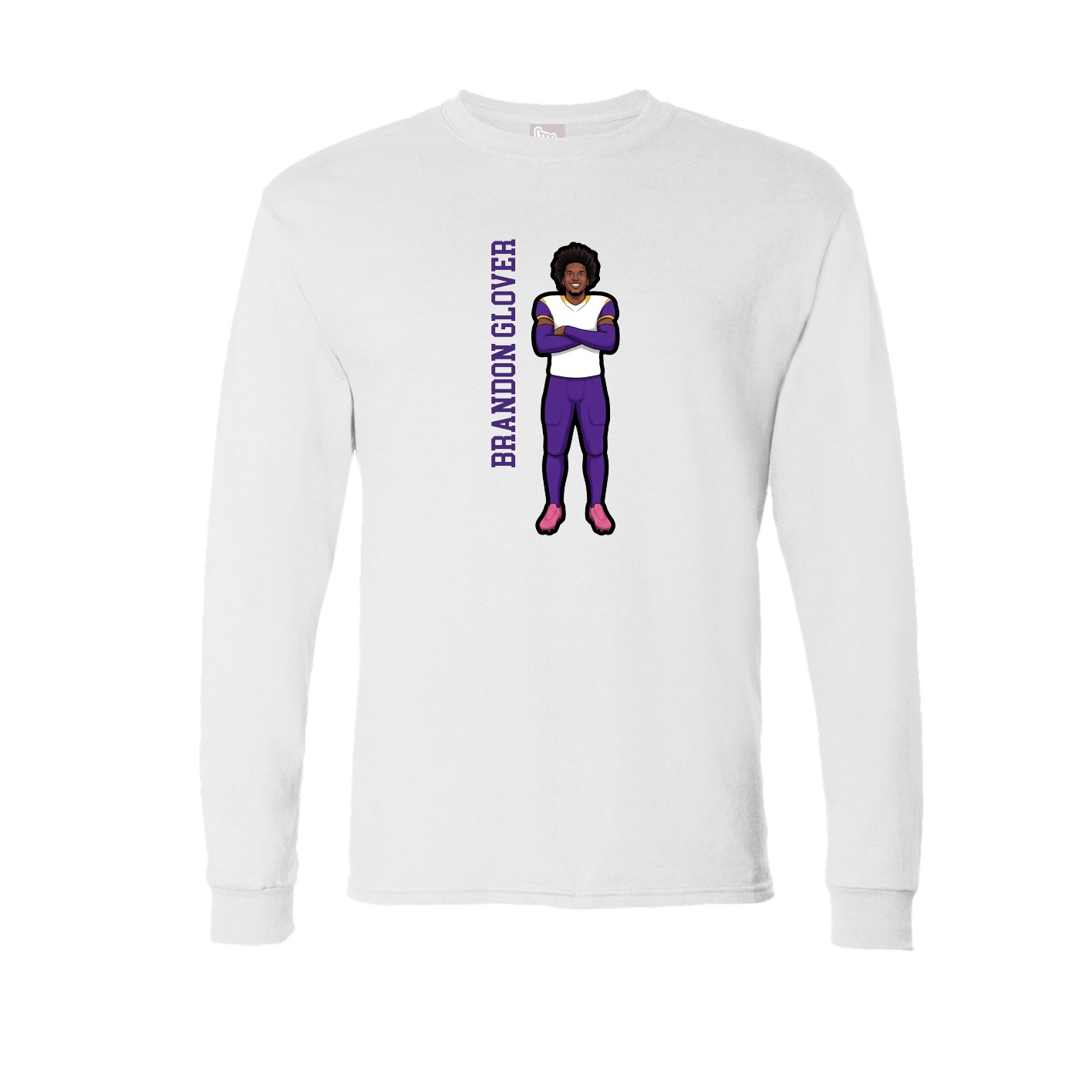 Long Sleeve Tee — Name Vertical in White