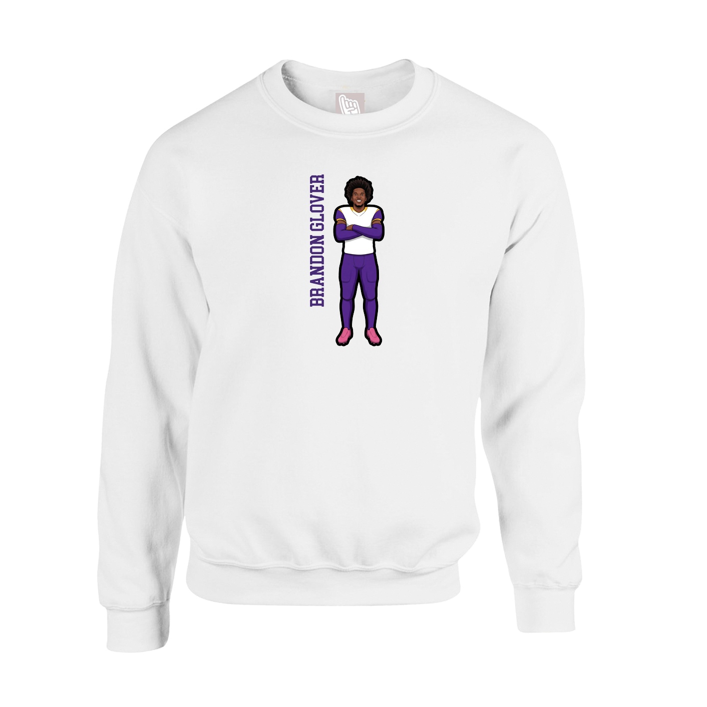 Fleece Crew — Name Vertical in White