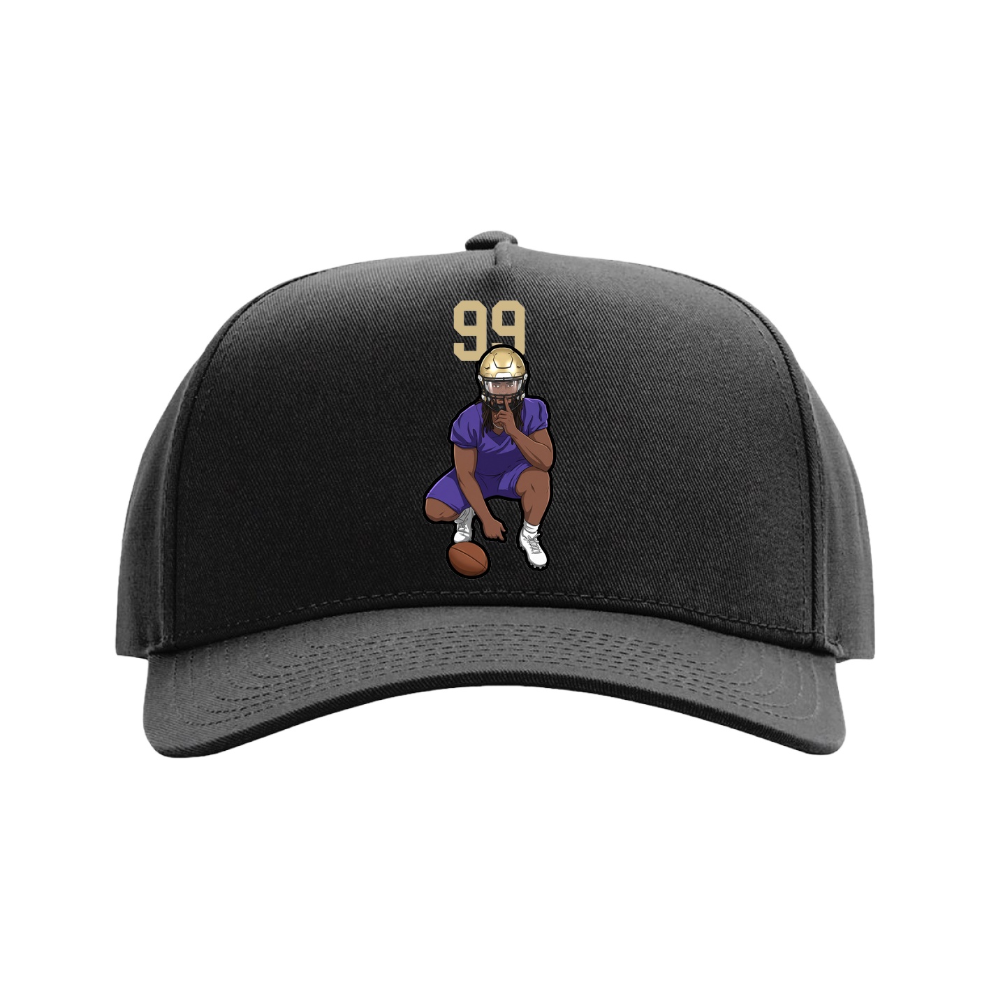 Full Fabric Five-Panel Champ Cap — Number Top in Black