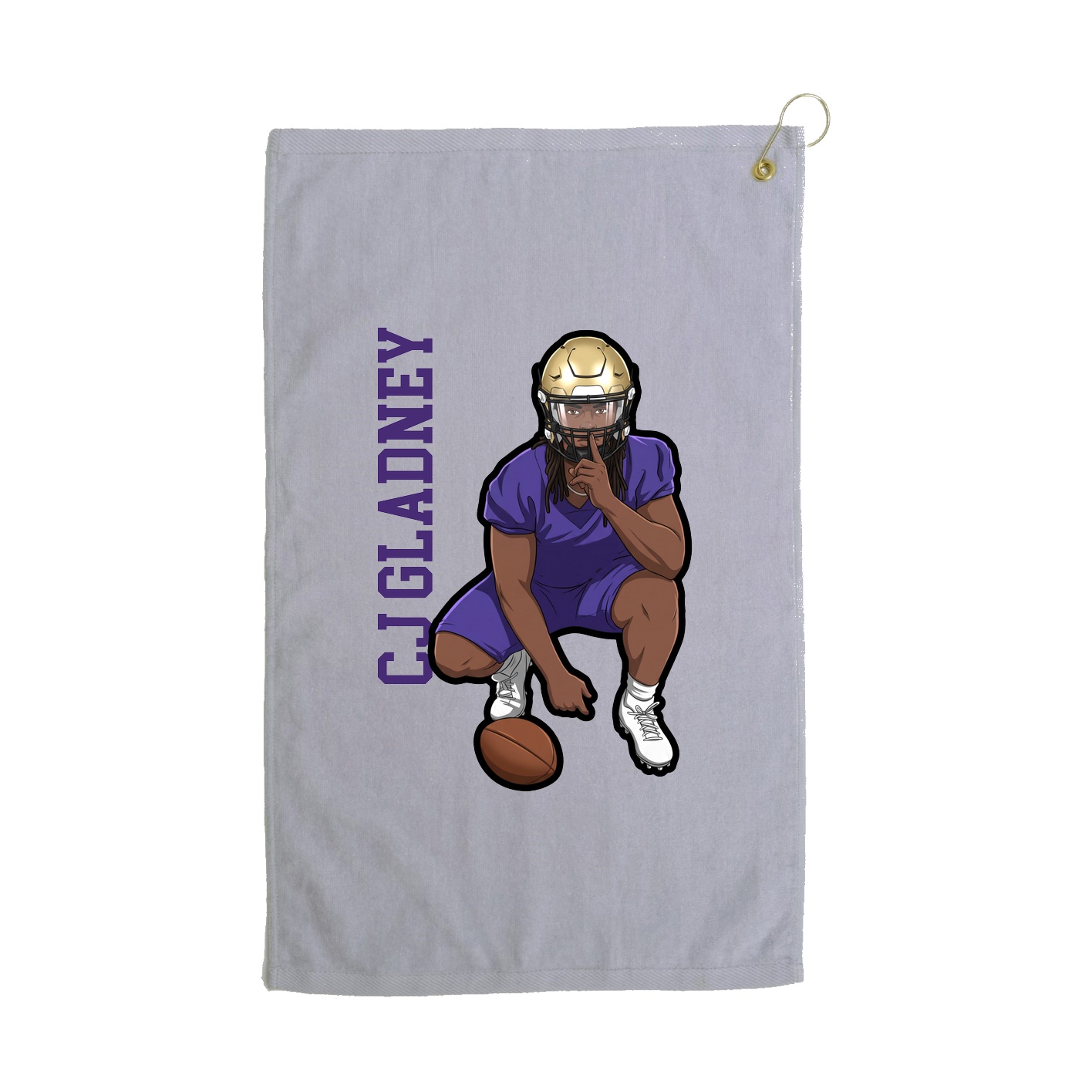 Golf Towel — Name Vertical in Grey