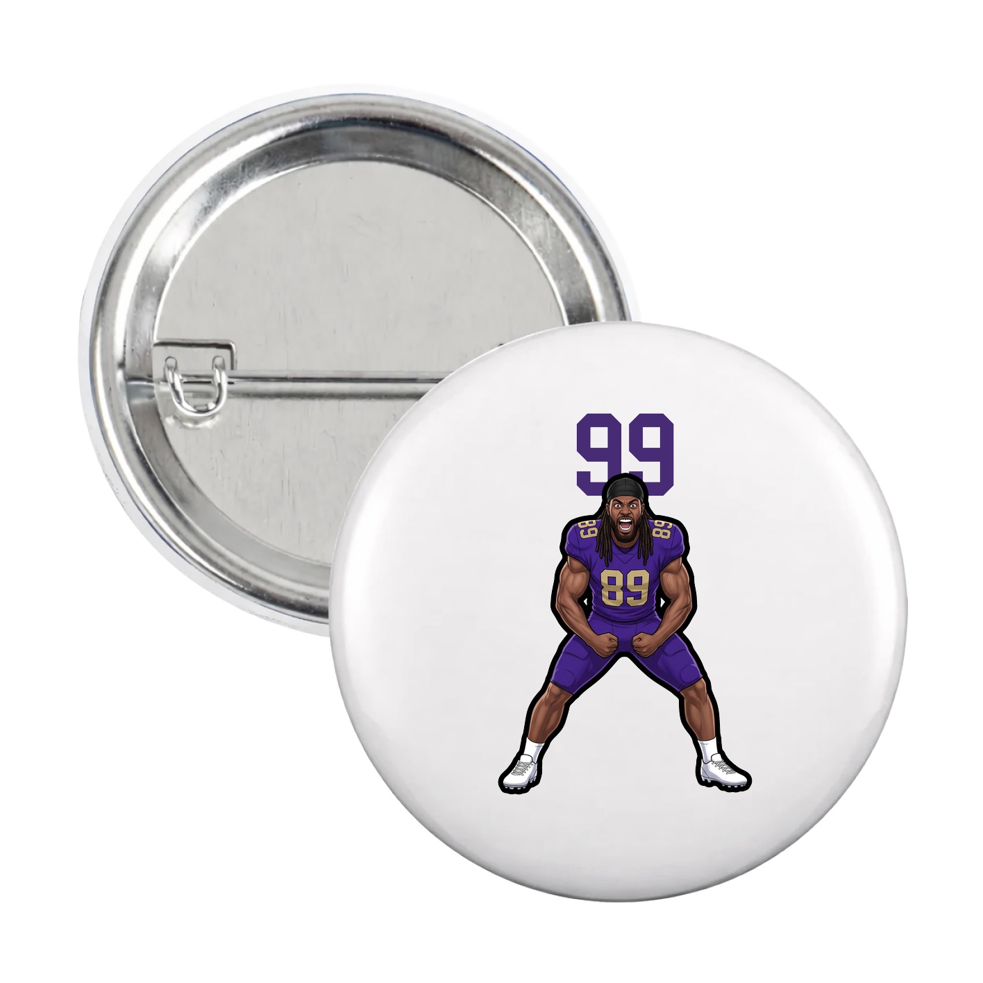 Game Day Button — Number Top in White