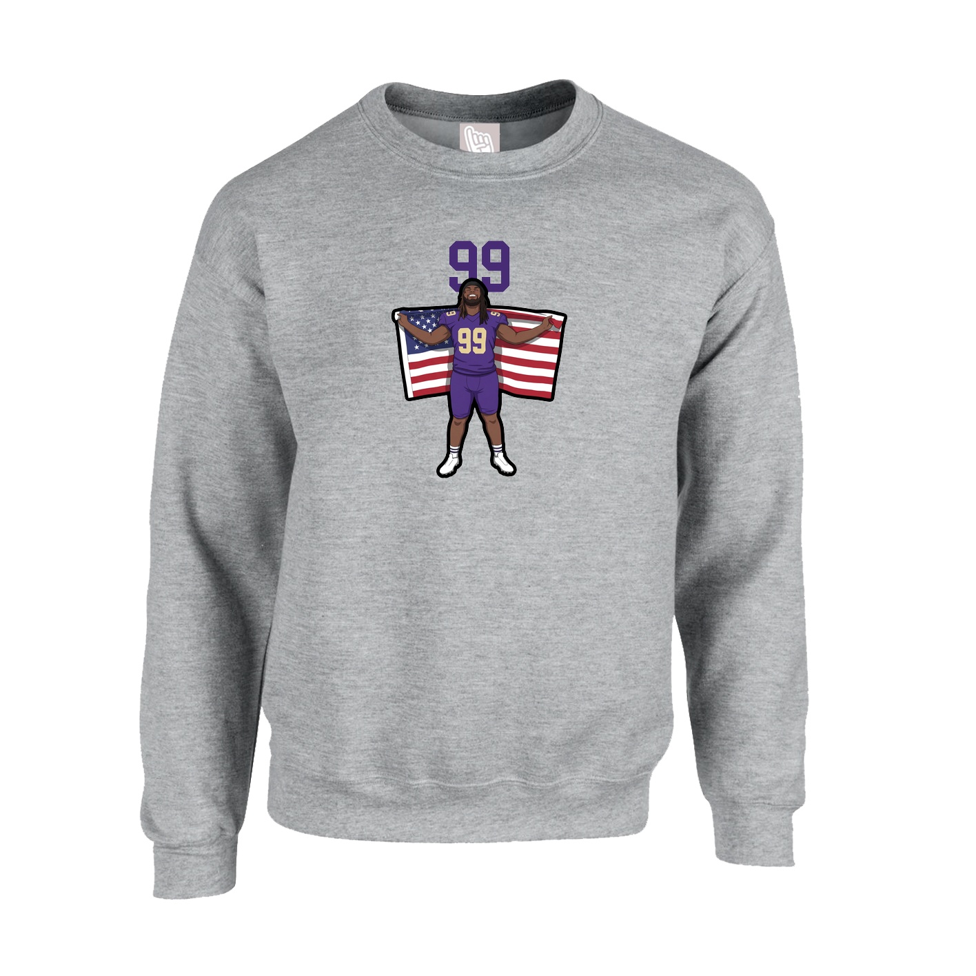 Fleece Crew — Number Top in Grey
